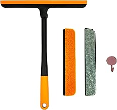 مجموعة ادوات تنظيف زجاج الشبابيك 3 في 1 متعددة الوظائف من مساحة مطاطية قابلة للدوران واسفنجة فرك ومنظف للشبكة، لتنظيف المراة والدش والمطبخ وباب الدش والبلاط والزجاج الامامي