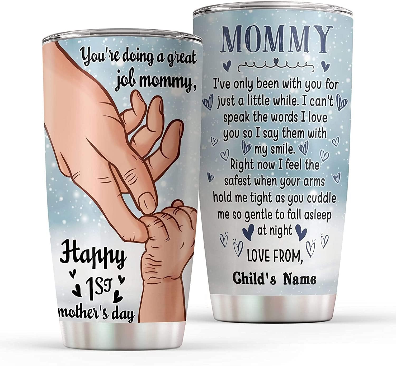 ORIWAVE You Are Doing A Great Job Mommy Happy First Mothers Day Personalized Tumbler Customized Name Travel Mug Gift For Wife Daughter Daughter In Law (Multi 10)