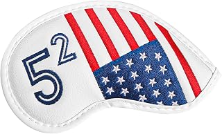 Golf Iron Wedge Head Covers 52° 54° 56° 60° 1 or 4 Pack, Synthetic Leather Clover USA Flag Design Club Head Protection, Universal Headcover Fit Iron Clubs for Men Women
