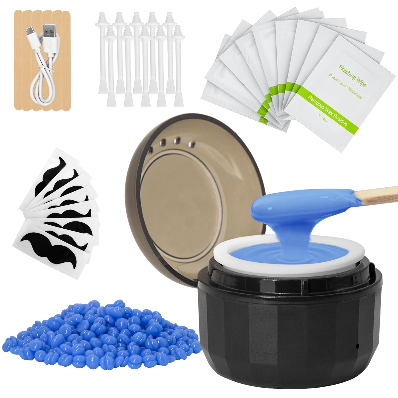 mini Cera per peli del naso, Nose Wax Kit per Uomini e Donne, Epilatore portatile per peli del naso Set per ceretta con mini macchina per ceretta, Riscaldamento rapido USB