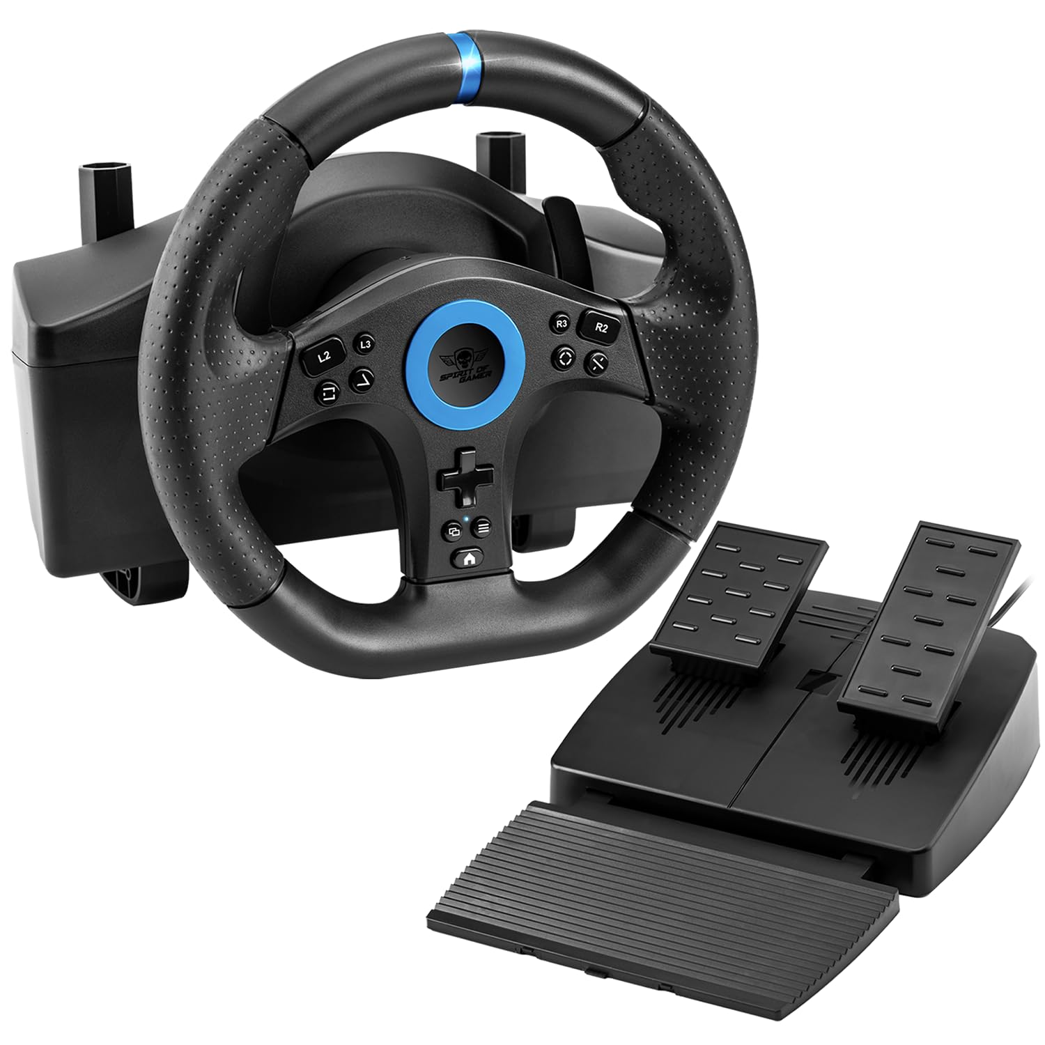 Spirit of Gamer, RACE Wheel PRO 5, Volante da Corsa compatibile con PS5, PS4, Xbox Series X|S, Xbox One, Switch 1/2, PC, 11 Pulsanti, Palette, Angolo di Rotazione 270°, Doppio Motore di Vibrazione