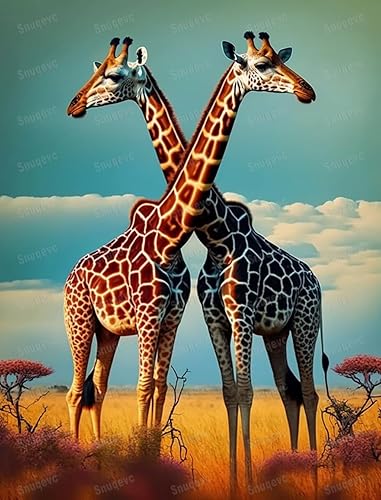 Rompecabezas de 1000 piezas para adultos - Rompecabezas de madera segura para jirafas de pastizales - Rompecabezas interactivo divertido para la