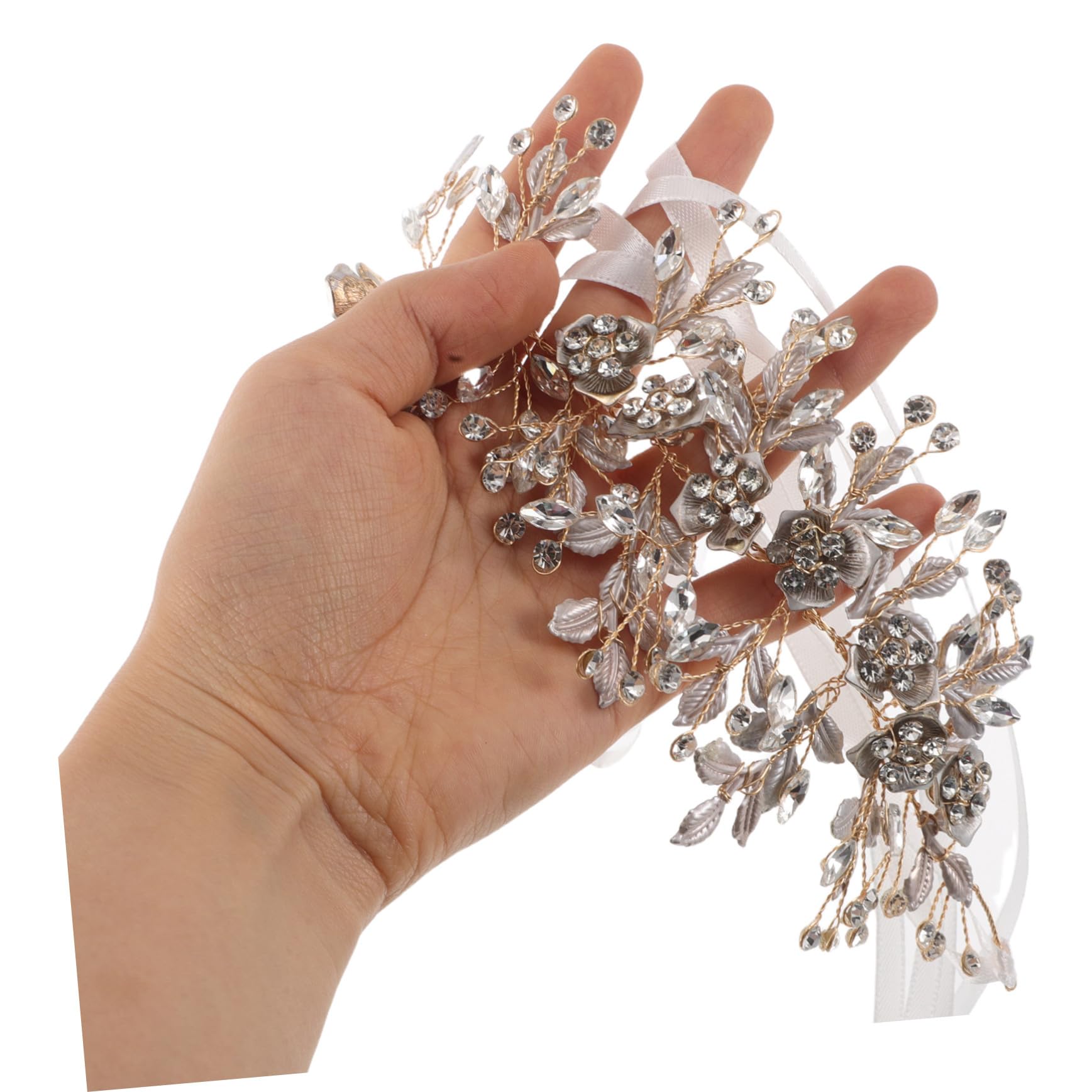 Wedding Headpiece per Sposa con Foglie Dorate e Fiori Fermaglio Pettine Stabile Gioielli per Capelli da Sposa con Scintillanti Accessorio per Acconciature Eleganti e Eventi