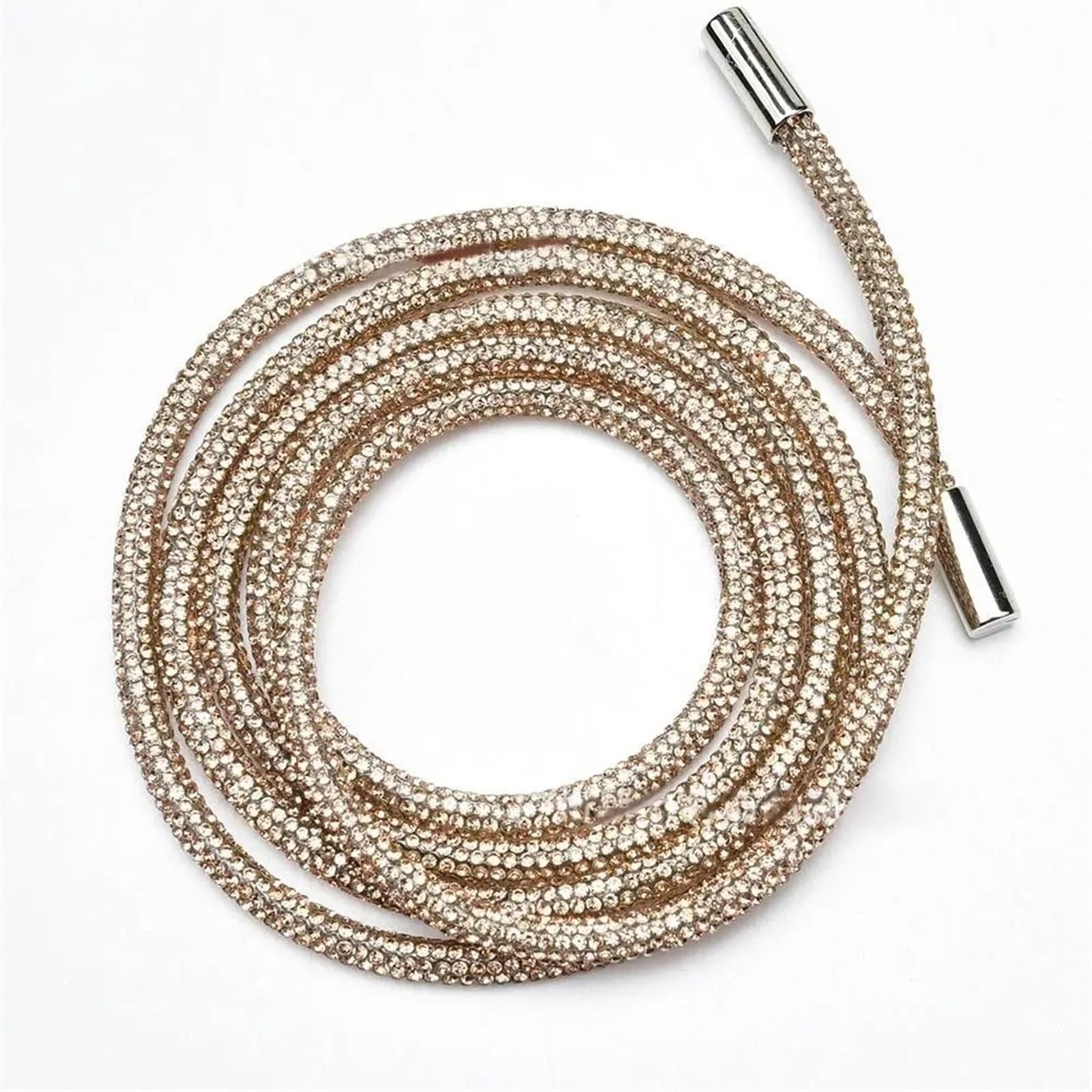 SJZHUYUE Replacement Rhinestone Drawstring Cord 120cm 6mm Multicolor(Champagne)