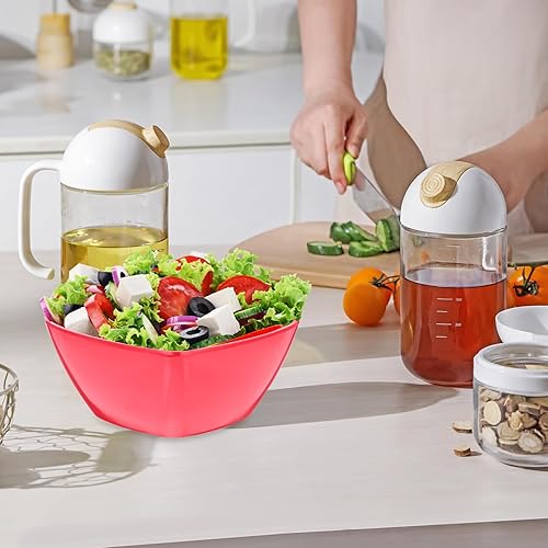 Vista 8 de Cabilock Ensaladera en forma de corazón de 7 pulgadas de melamina, cuenco rojo para mezclar ensaladas, aperitivos y condimentos, ideal para cenar