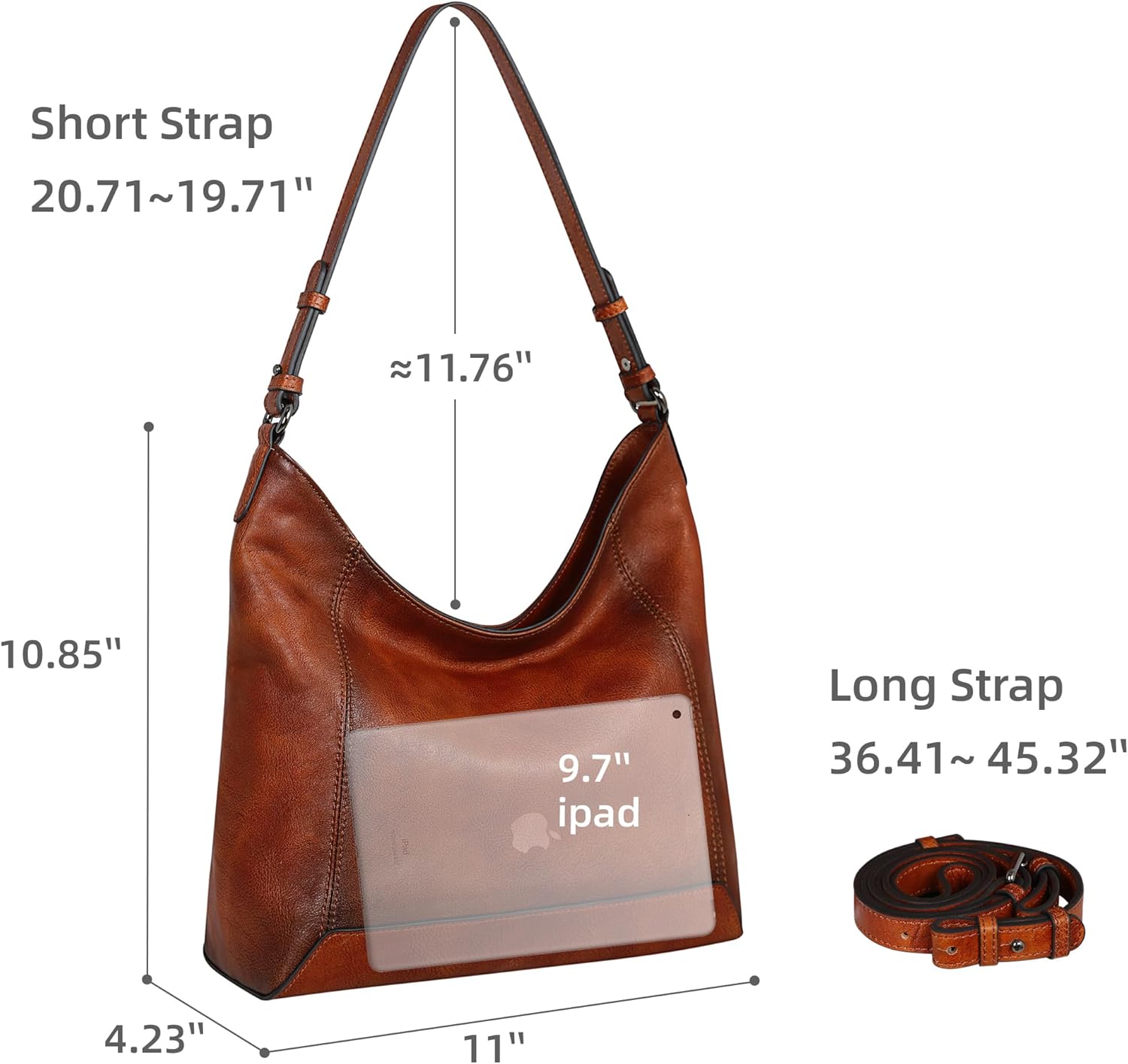 Iswee Leather Crossbody Bags for Women Shoulder Handbag Genuine Purse and handbag Medium Size hobo Shoulder Satchel - Image 4