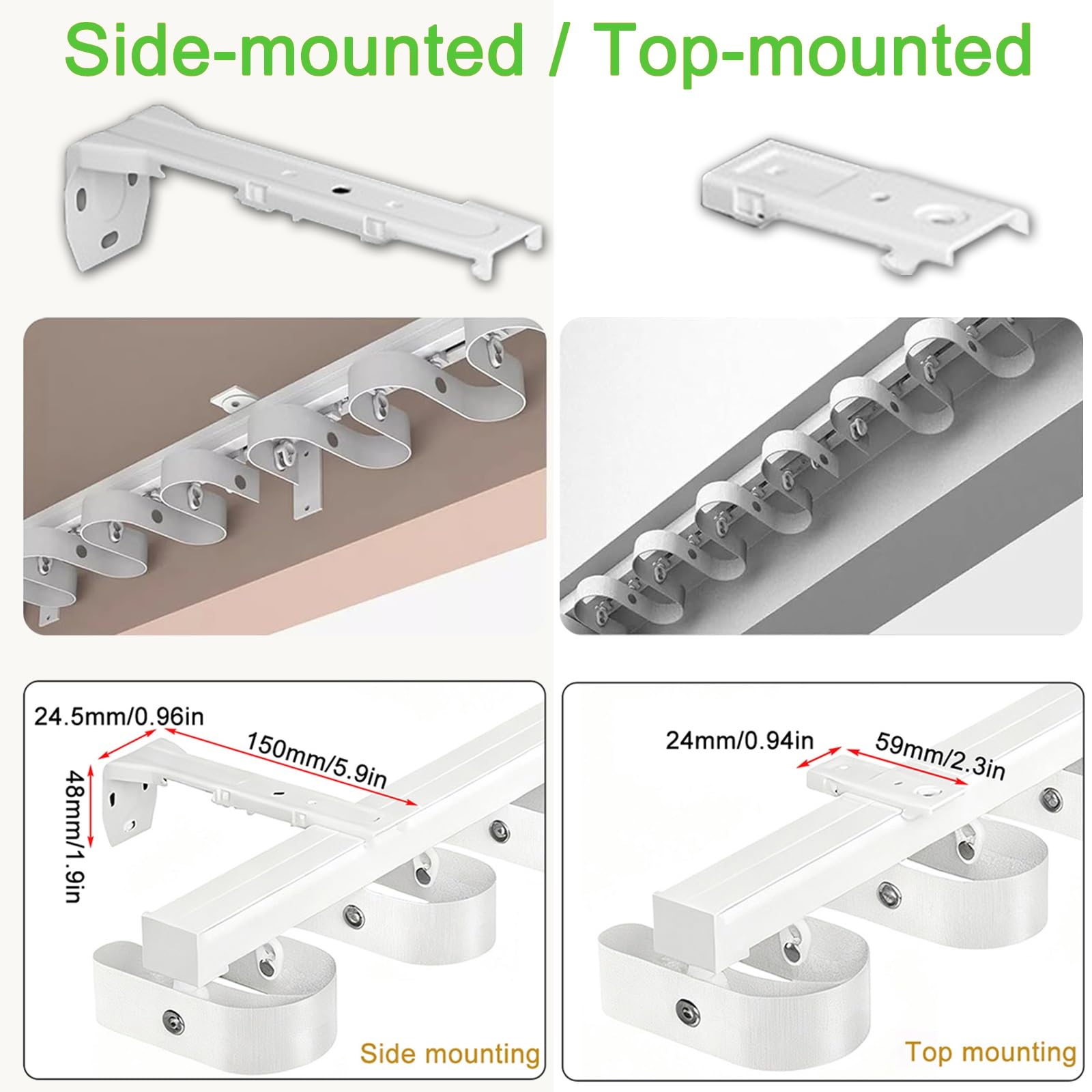 Rail de rideau robuste en aluminium ondulé pour plafond ou mur pour bureau, salon, chambre à coucher – Système de rails à vagues d'eau de 330 cm