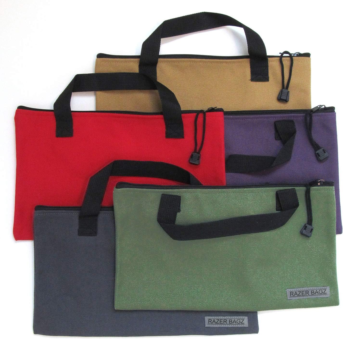 Rugged Canvas Tool Bags, Heavy-Duty Tool Organizers, Tool Holders (Set of 5)