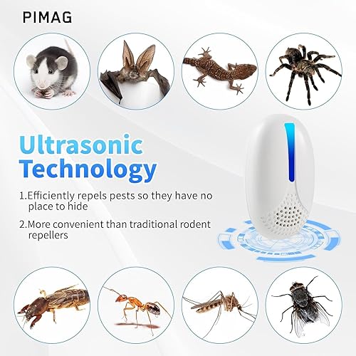 Miniatura 2 de Repelente ultrasónico mejorado para interiores, trampas para ratones, enchufe para control de plagas, hormigas, cucarachas, roedores, ratones,