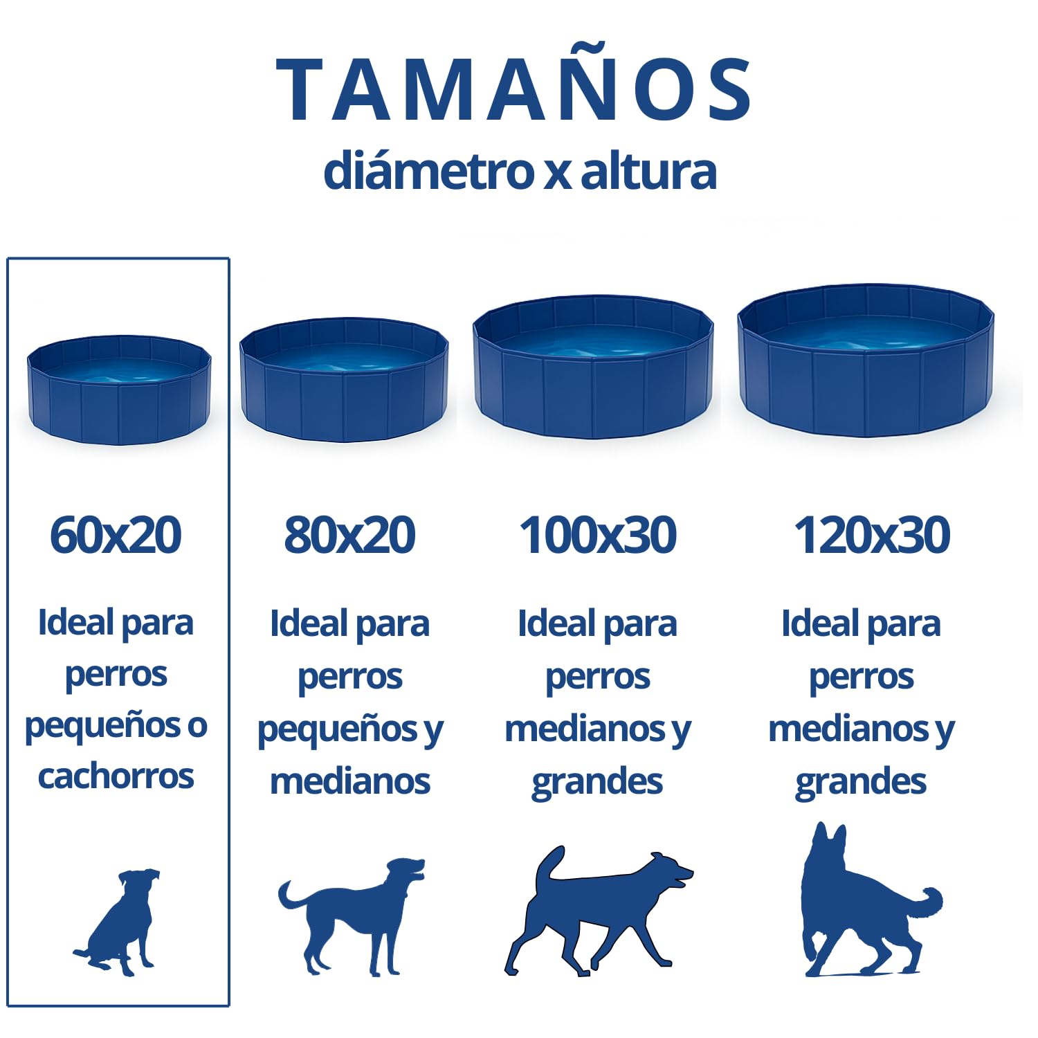Piscina per animali domestici grandi e piccoli, 60 x 20 cm, smontabile, rigida, rinfrescante in estate
