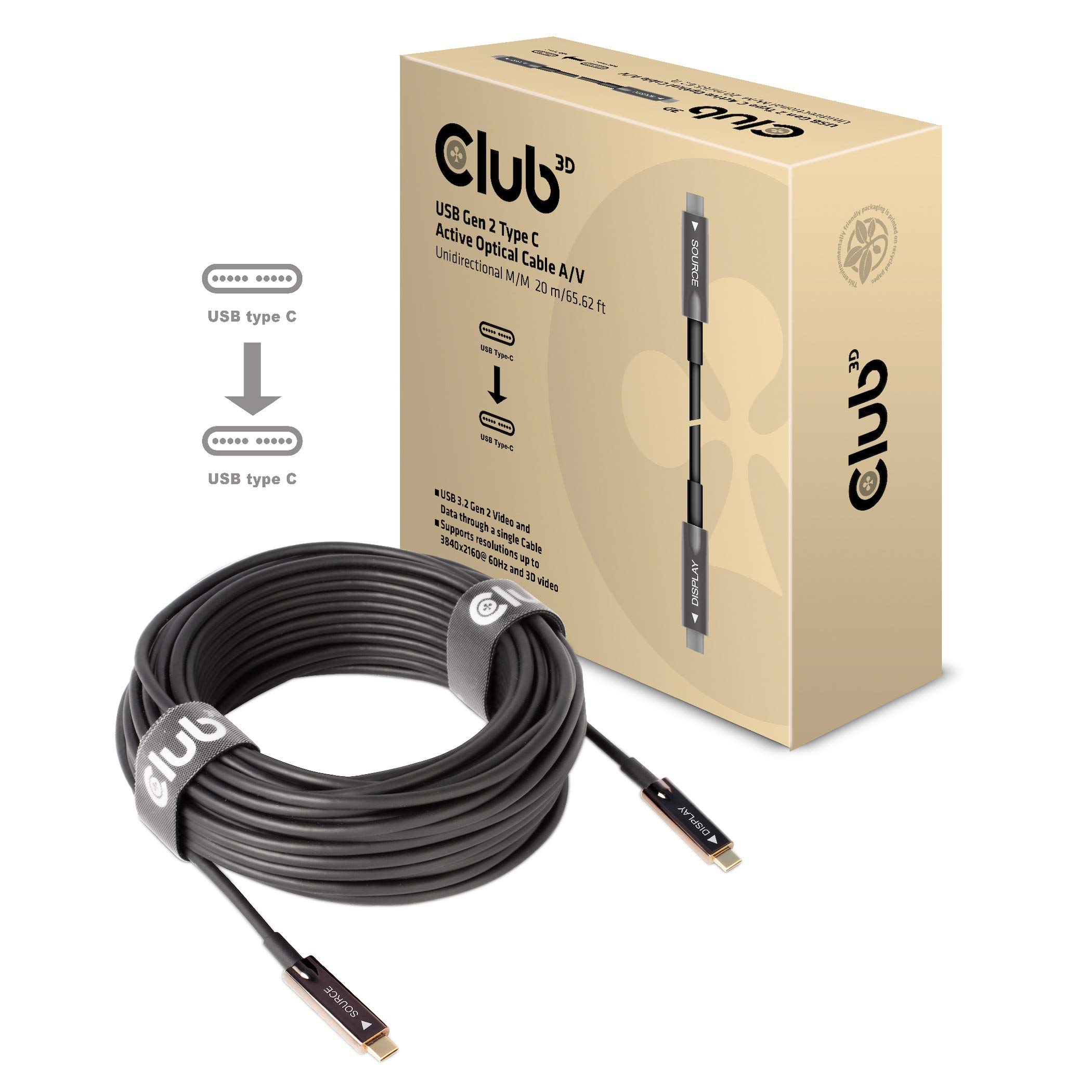 CLUB 3D CABLE USB 3.2 TYP C 20M OPTICO A/V RETAIL