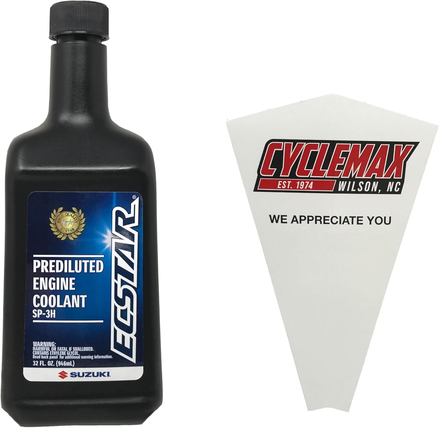 Cyclemax One Pack compatible with Suzuki Ecstar Prediluted Engine Coolant 990A0-02E10-01Q Contains One Quart and a Funnel