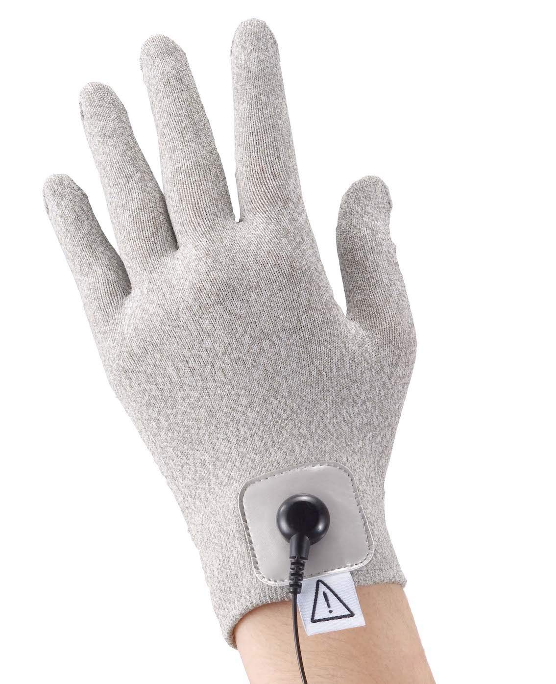 iStim Conductive Glove Package (Including Electrode Pads) for electrotherapy, Massage - Compatible with TENS/EMS Machine Units - Silver Thread (M - 2 Pieces)