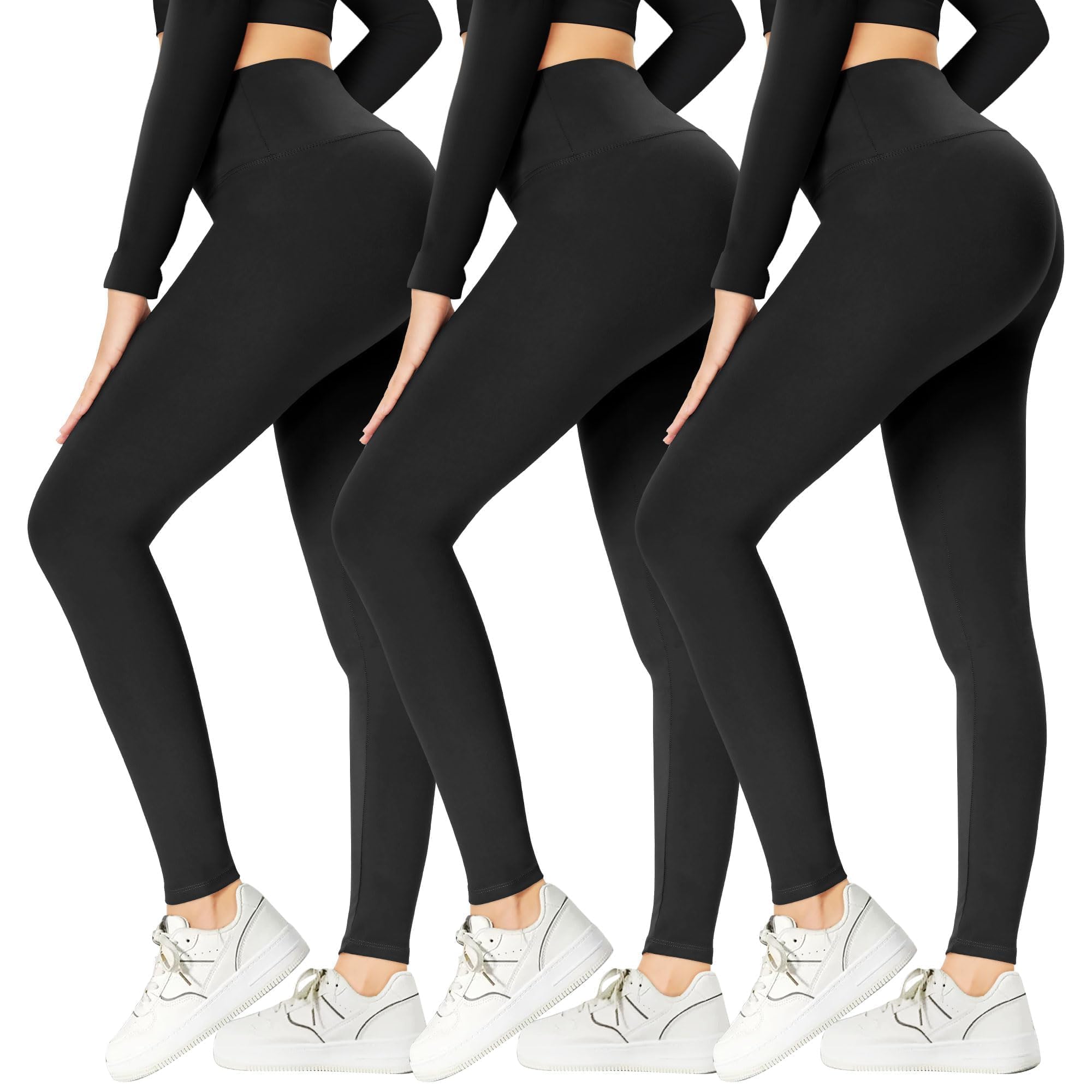 GAYHAY 3 Pack Capri Leggings for Women - Stretch Tummy Control Yoga Pants for Cycling Workout