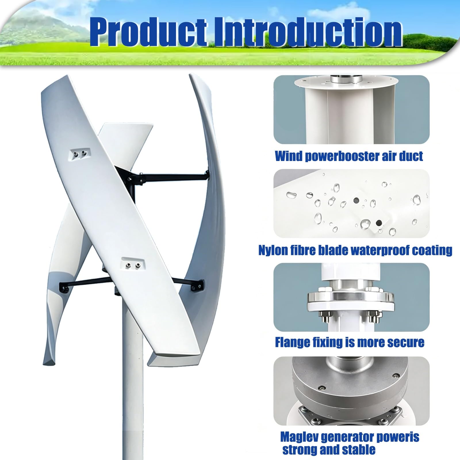 Generador de turbina eólica Vertical 16000W/20000W 12V 24V 48V 220V, con 3 Palas, generador de CC para viviendas, chalets y Sistemas híbridos solares y eólicos(16000W,12V)