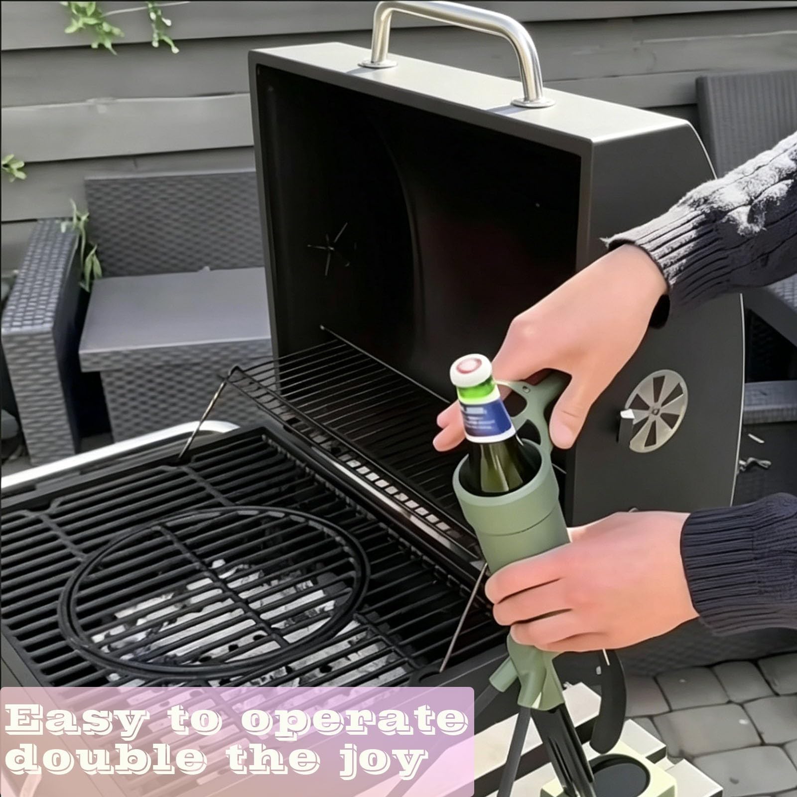 Bierflaschenöffner im Mörserstil, Ein-Klick-Auswurf, geeignet als Tischdekoration(Green,27 * 23.5 * 38cm)