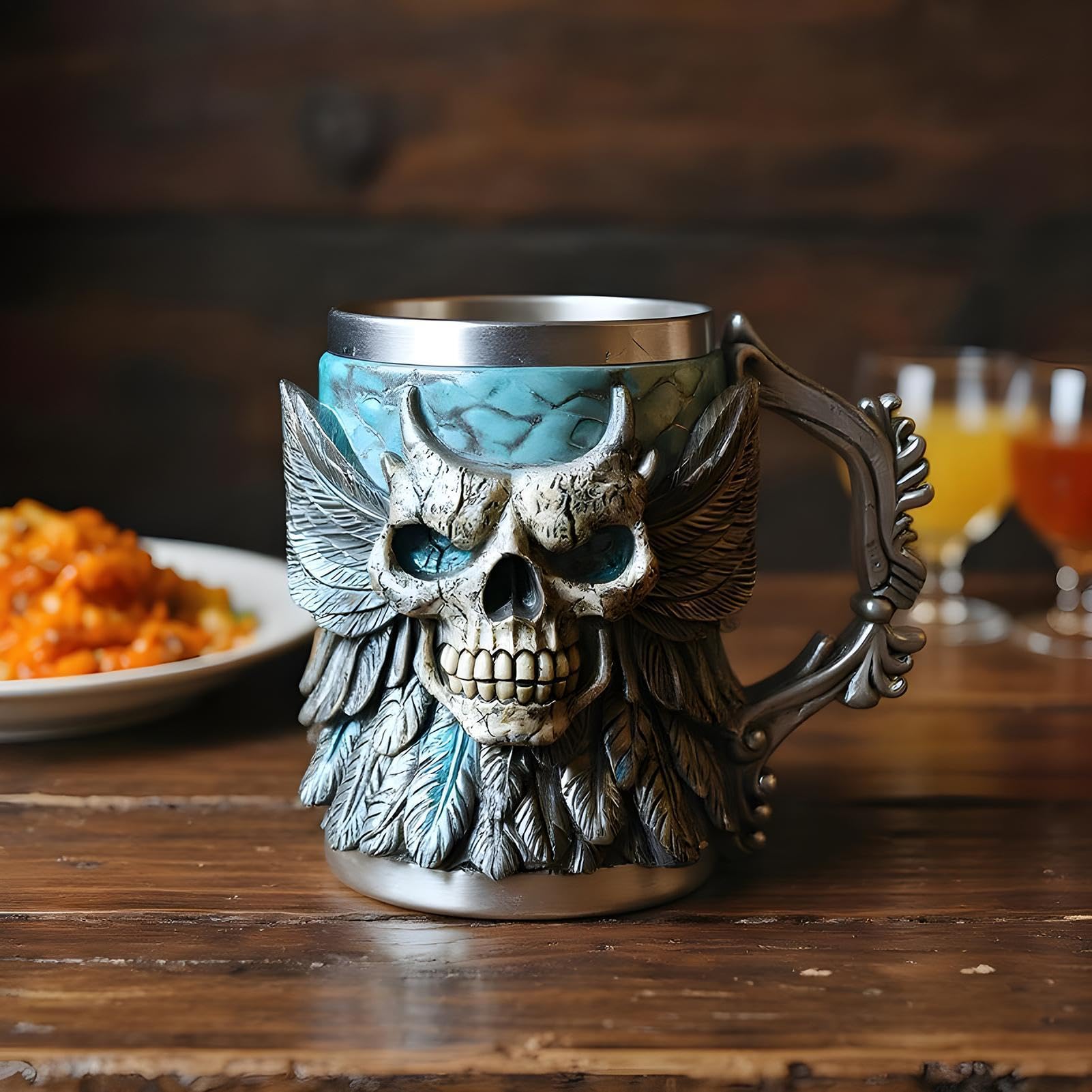 Generisch Tasse à café 500 ml motif squelette d'Halloween en résine