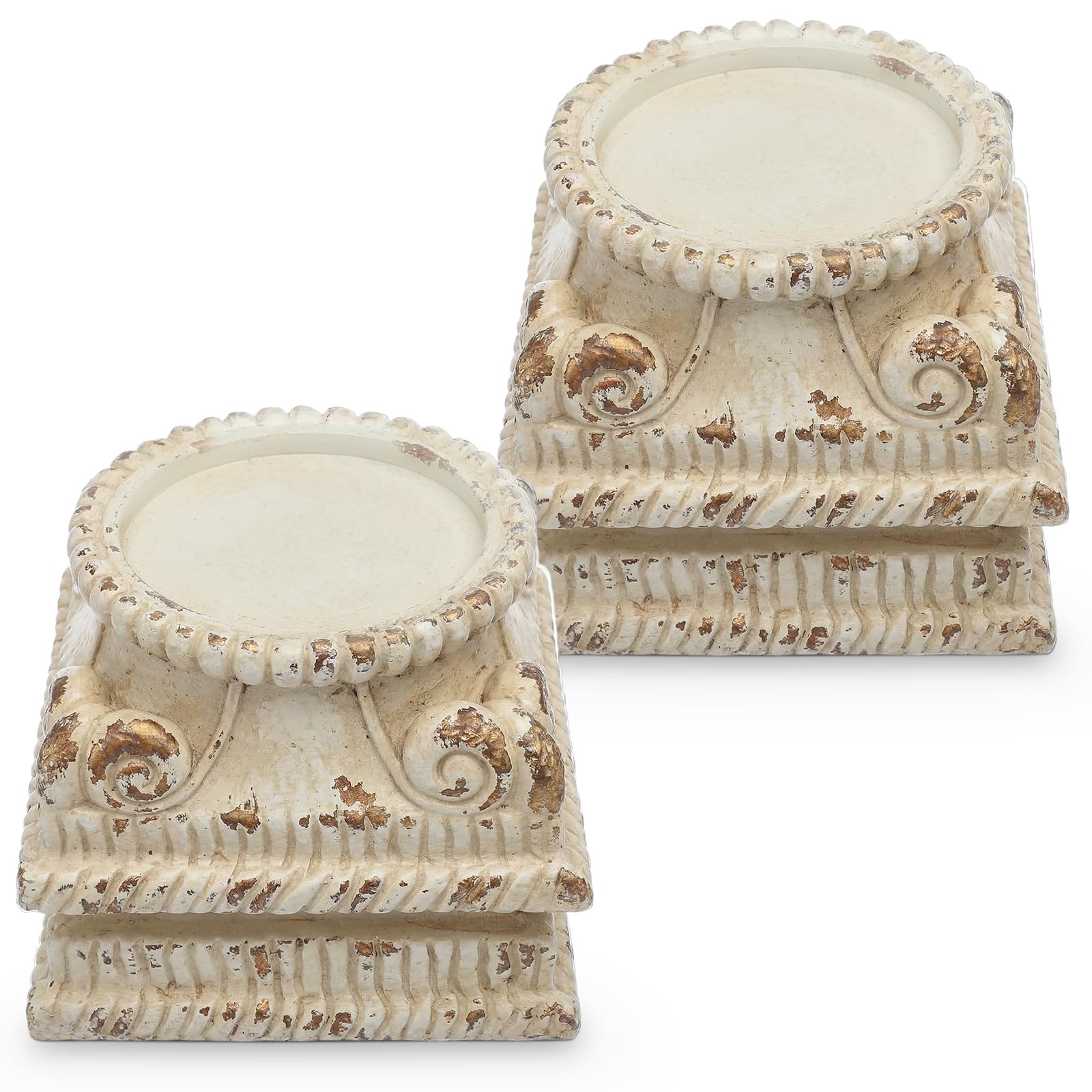 Photo 1 of BrightRow 2 Pcs Vintage White Pedestal Display Stands