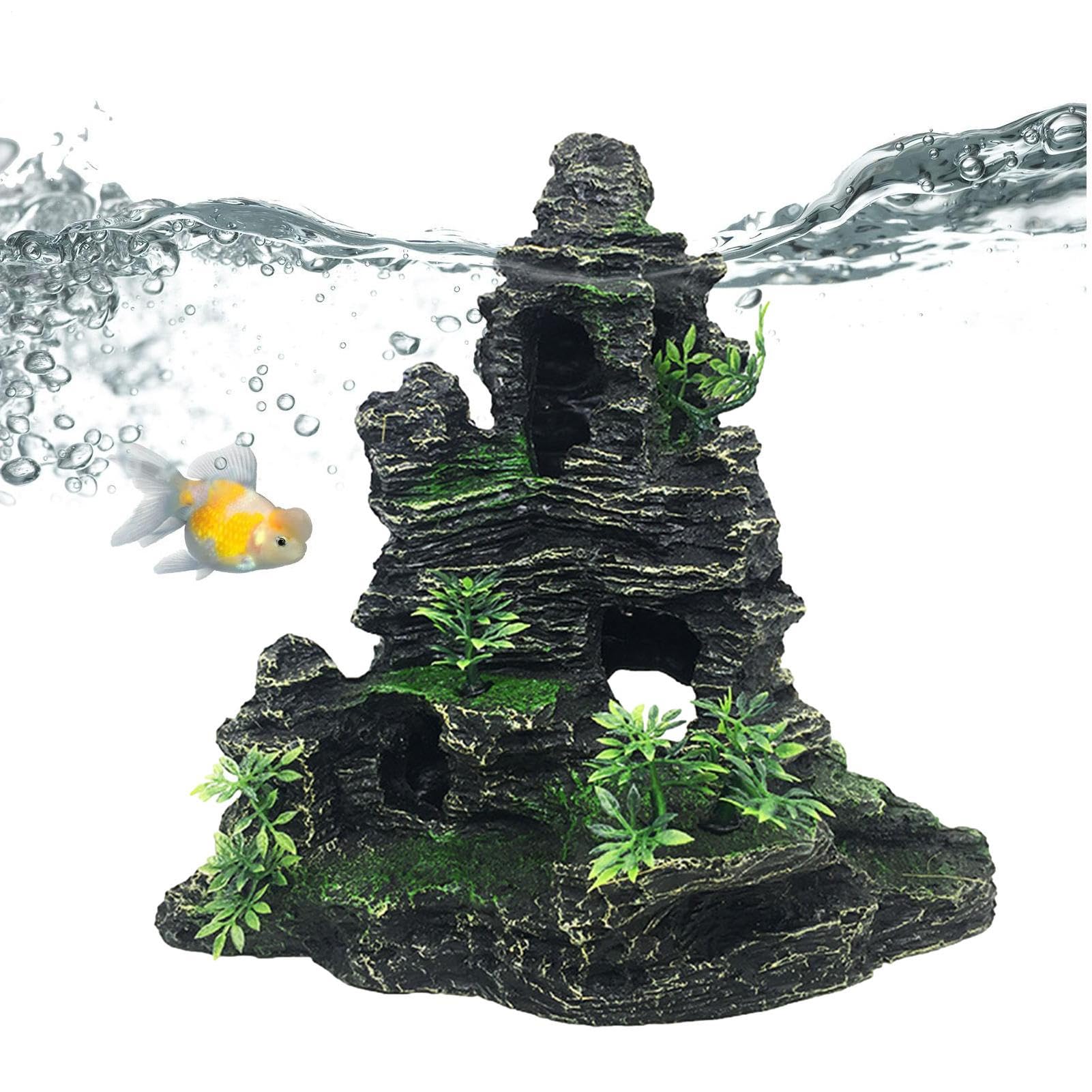 Décorations d'aquarium montagne artificielle en résine pour betta
