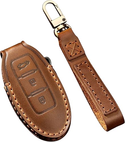 Miniatura 10 de ontto Llavero de 3 botones para Nissan Altima Maxima Armada Murano Rogue Leather Car Smart Remote Key Skin Anti-rasguños Llavero Marrón