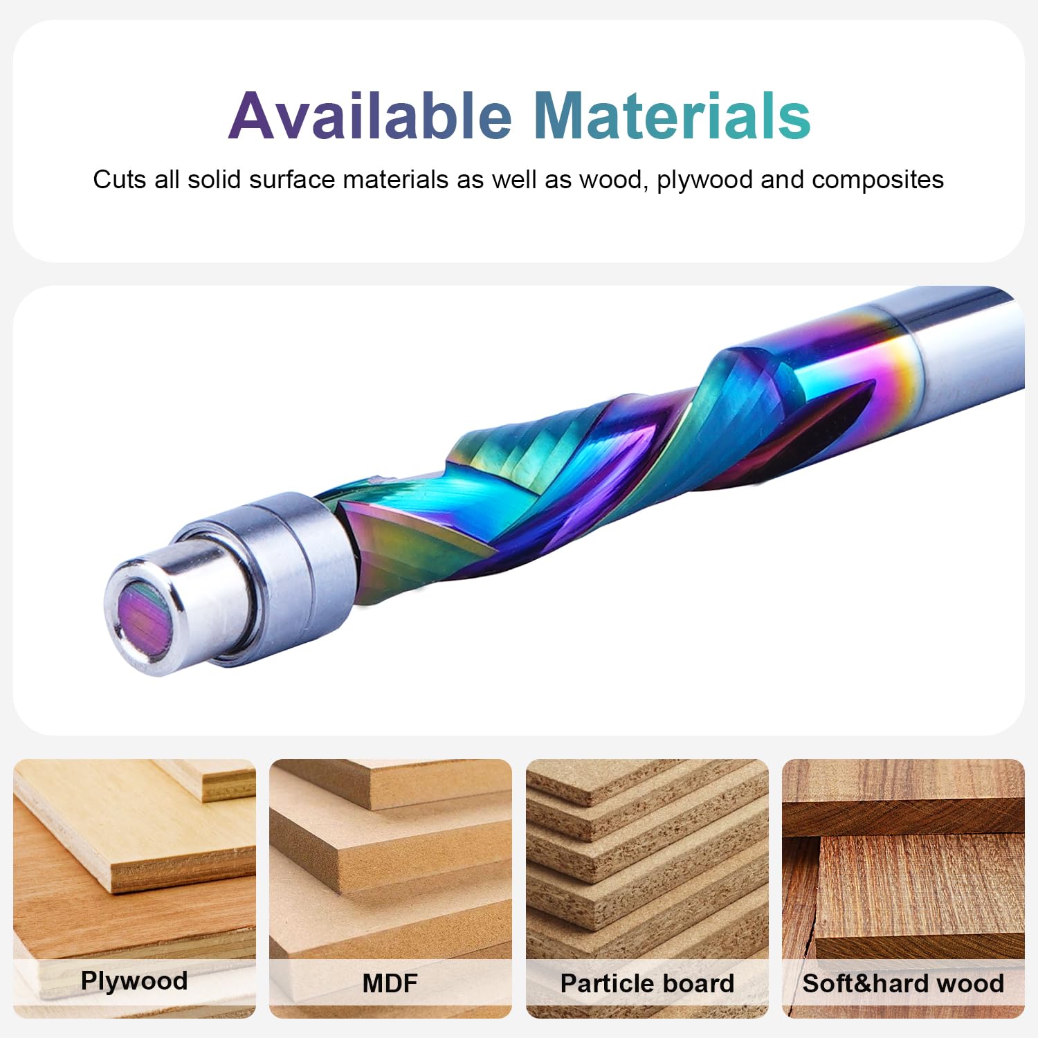 SpeTool Fresa a filo 8 mm, codolo extra lungo, per fresa superiore UpDown di compressione, lunghezza di taglio 45 mm, rivestimento DLC VHM, fresa elicoidale, doppio cuscinetto a sfera, inferiore per