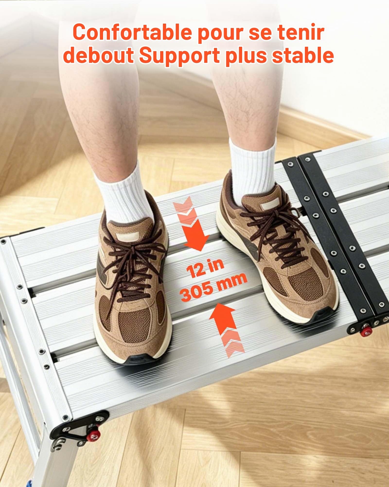 VEVOR Plateforme de Travail Pliable, Hauteur Réglable 360-508 mm, Marchepied en Alliage d'Aluminium, Capacité de Charge 226,8 kg, pour Peinture, Nettoyage, Maison et Usage Professionnel, Antidérapant