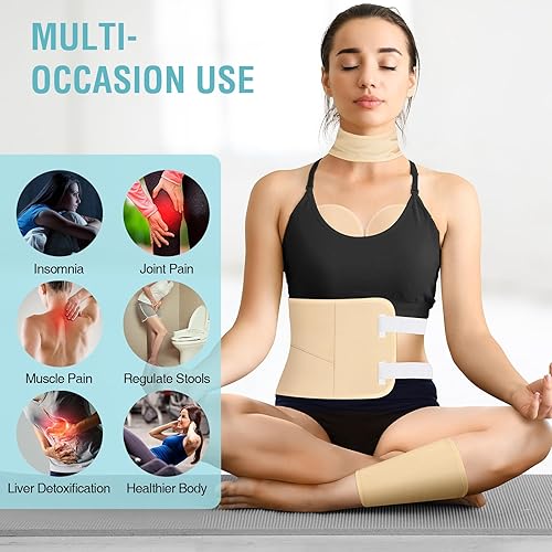 Miniatura 5 de Paquete de aceite de ricino, paquete de 6 unidades de aceite de ricino reutilizables, juego de algodón orgánico para cuello, cintura, pecho,