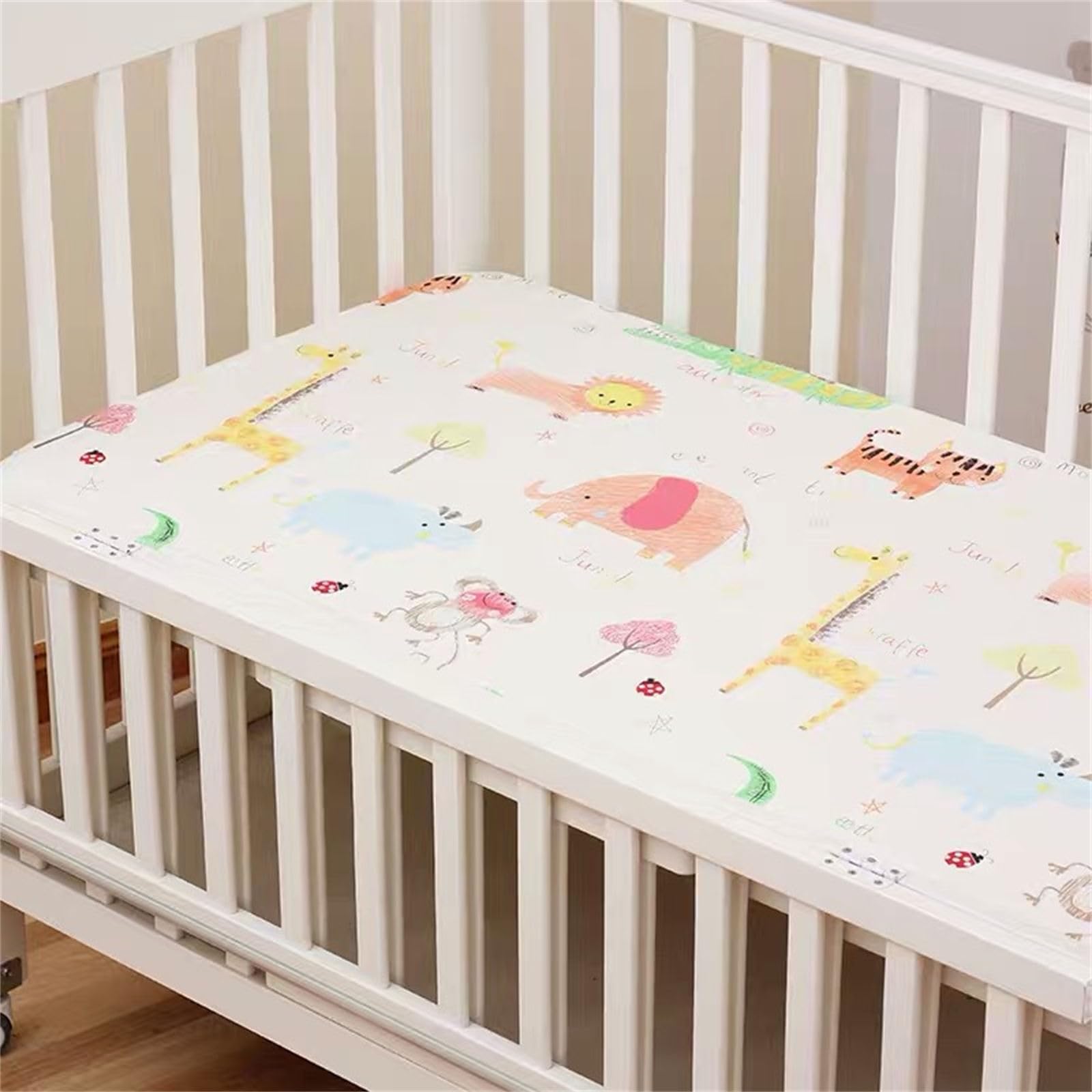 Odot Cartoon Cot Bed Cotton Fitted Sheets, Cot Bed Sheet Fitted Sheets for Cribs Baby Bed Sheets Soft Bassinet Sheets Cot Bed Mattress Protector for Boy Girl (Cartoon Animal,130x70cm)