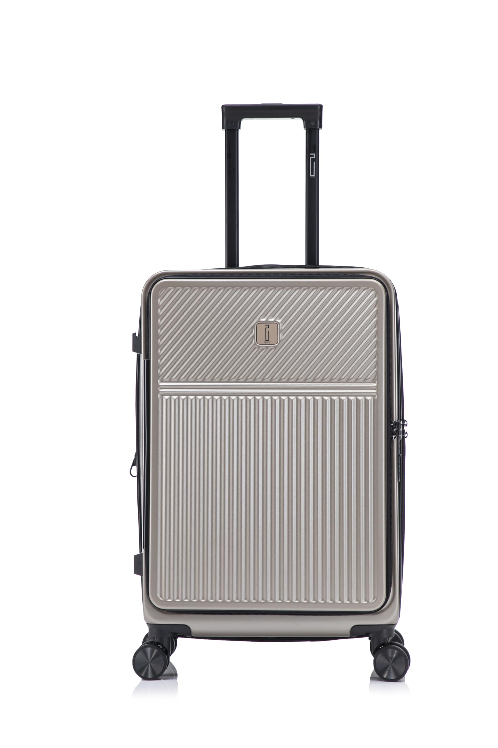CELIMS - Valise Moyenne Taille Rigide 4 Roues 65 cm Front Pocket | Valise Soute 20kg | Abs Légère | Serrure Intégrée | Bagage de Voyage | Serrure TSA | Champagne