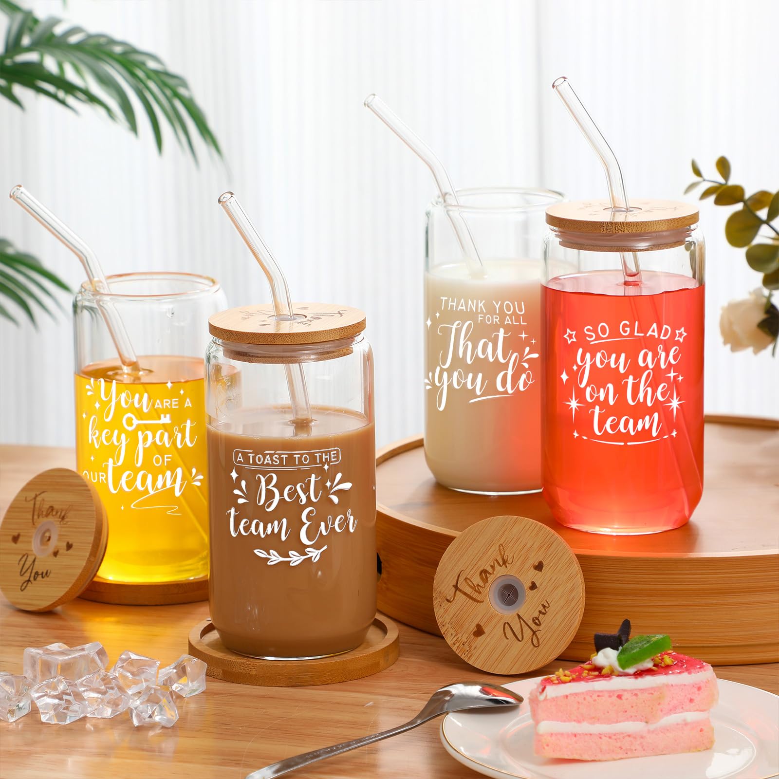 Tioncy Lot de 12 verres à bière en forme de canette de 473,6 g avec couvercles en bambou, pailles, brosses, verres à boire pour homme et femme