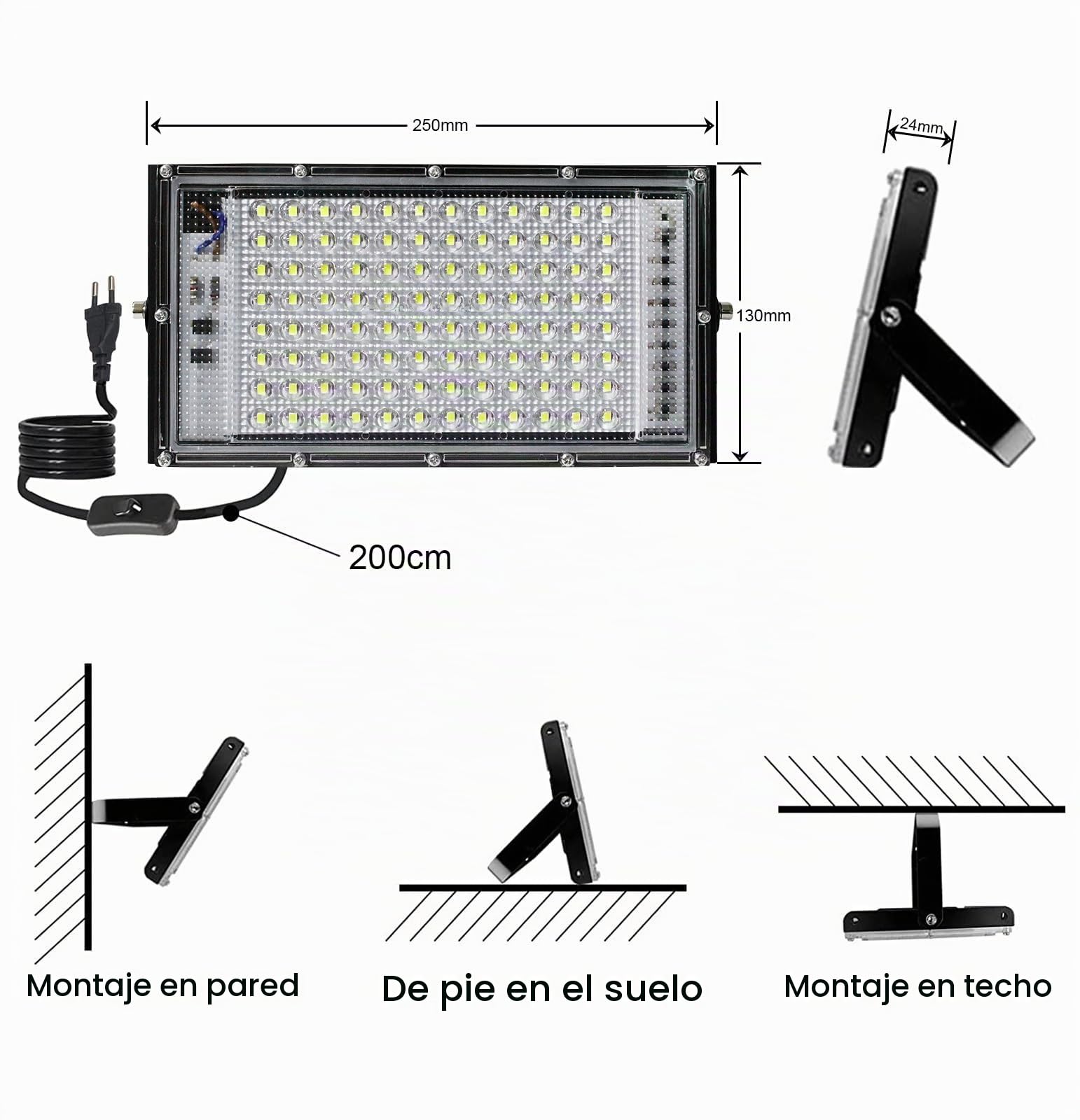CREATESTAR Focos LED Exterior 100W, 2 Piezas IP65 Impermeable Proyector LED Exterior, foco exterior de Floodlight, foco blanco frío de, luz de inundación para almacén, jardín, garaje, patio