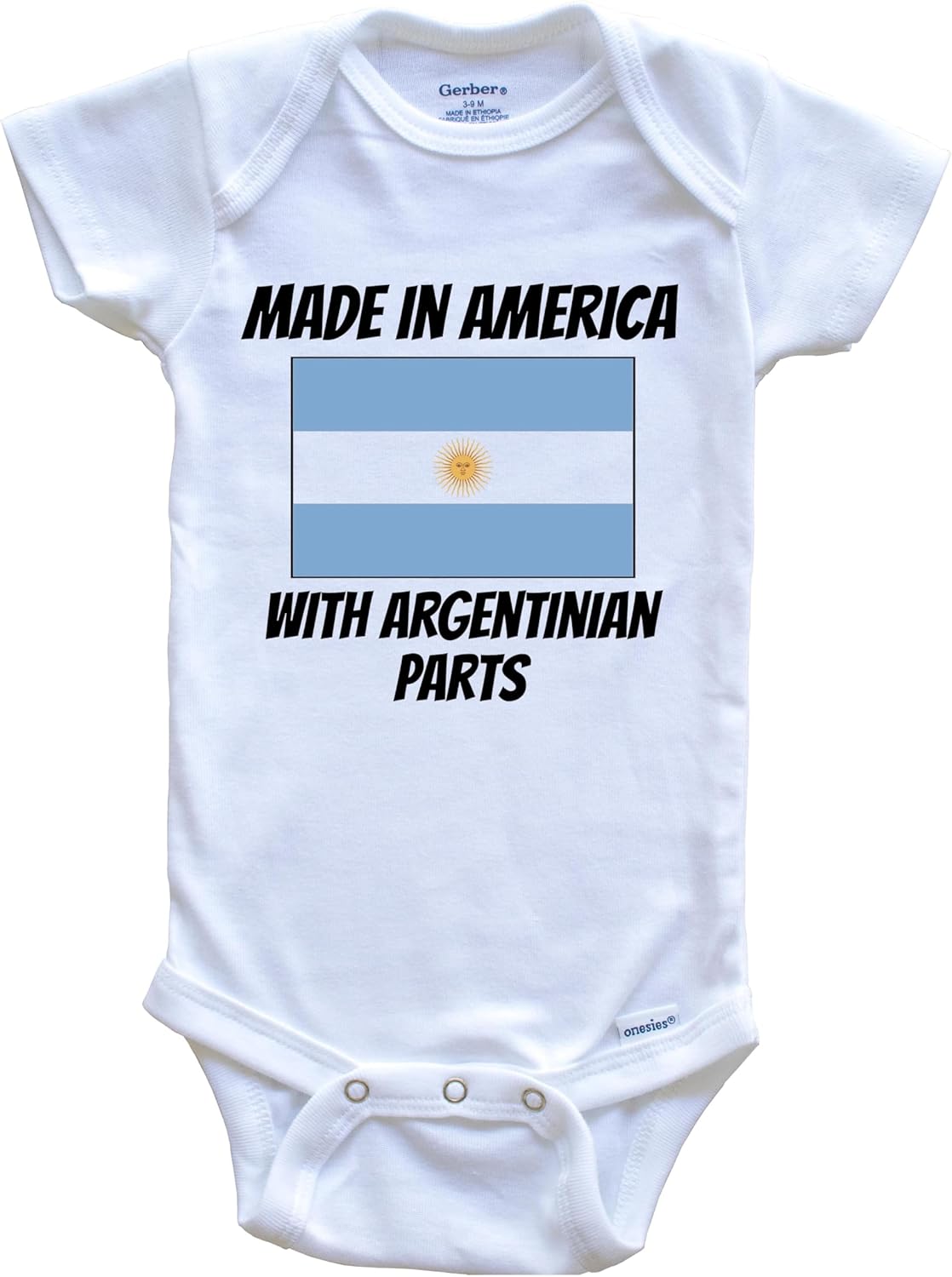 Made in America with Argentinian Parts Argentina Flag Funny One Piece Baby Bodysuit