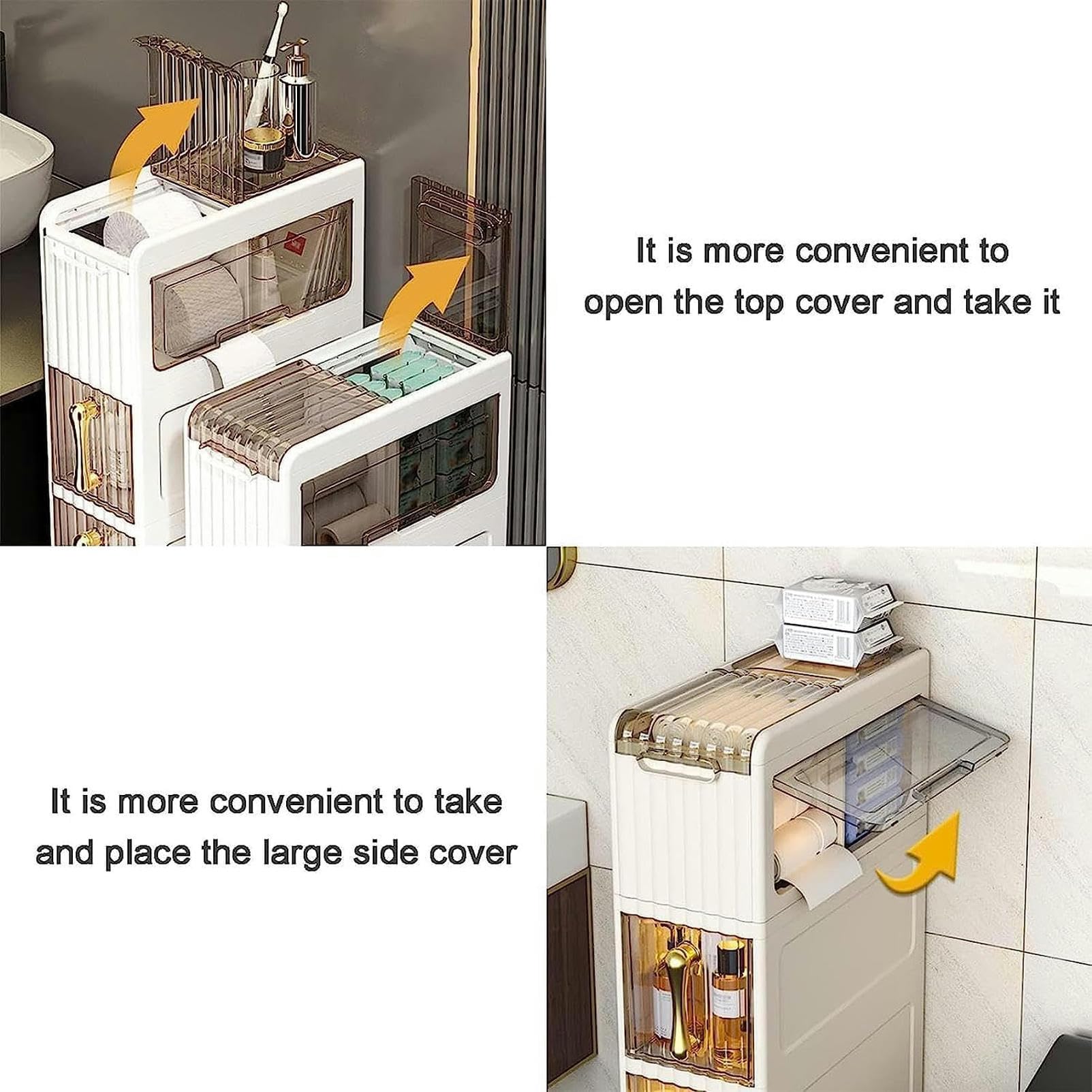 Cajones de almacenamiento apilables Unidad de gabinete de Pie Almacenamiento de baño, Gabinete de almacenamiento de inodoro para baño Delgado Almacenamiento de piso de es