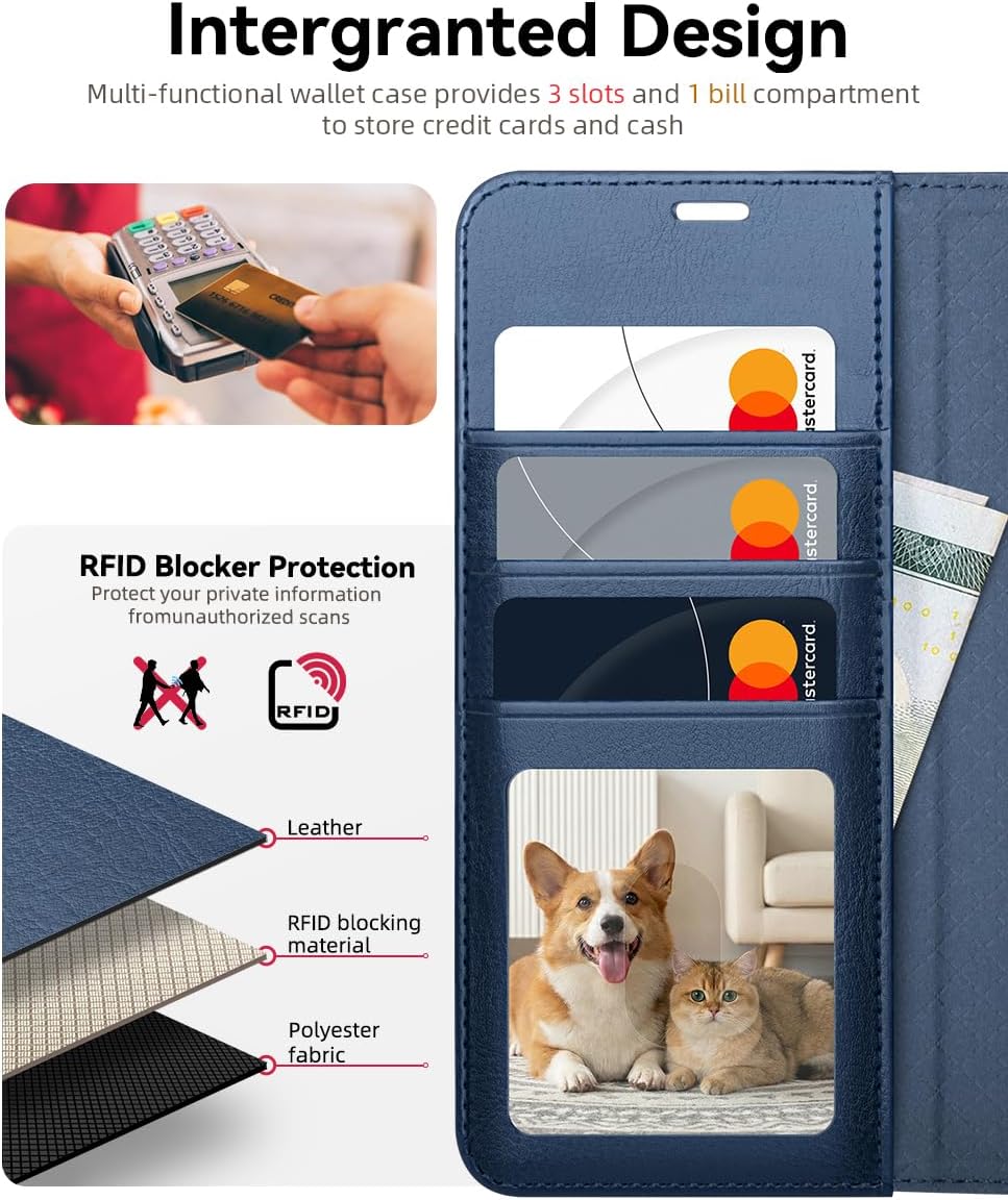 OCASE Compatible with Samsung Galaxy S26 Wallet Case, PU Leather Flip Folio Case with Card Holders RFID Blocking Kickstand [Shockproof TPU Inner Shell] Protective Phone Cover 2026, Blue