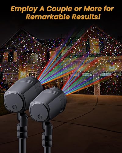 Miniatura 5 de Luces láser de Navidad para exteriores, proyector de luz RGB (rojo, verde, azul) con control remoto RF y temporizador para fiestas y bodas, luces de