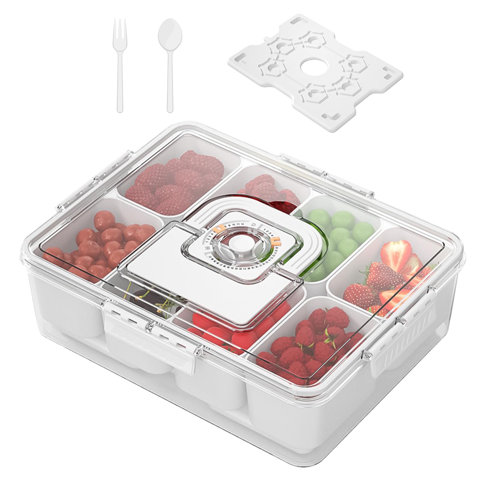 Pojemnik na Przekąski Pojemnik Snackle Box z Wkładką Chłodzącą | Wielorazowa Taca z Przegródkami do Pikniku Szkoły Biwaku Lunchu na Zewnątrz