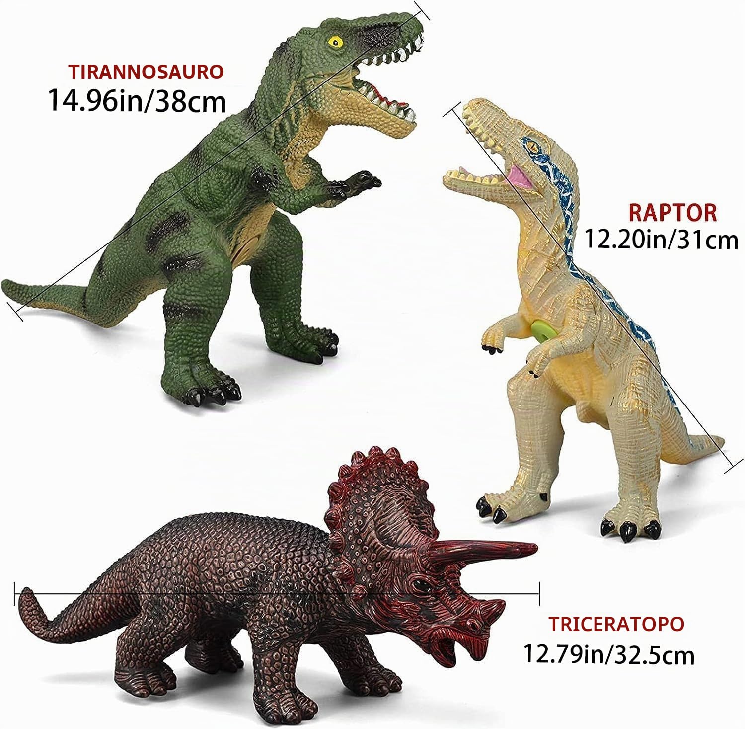 Set di 6 giocattoli morbidi: Velociraptor, T-Rex e Triceratops, perfetti per gli amanti dei dinosauri e le feste a tema