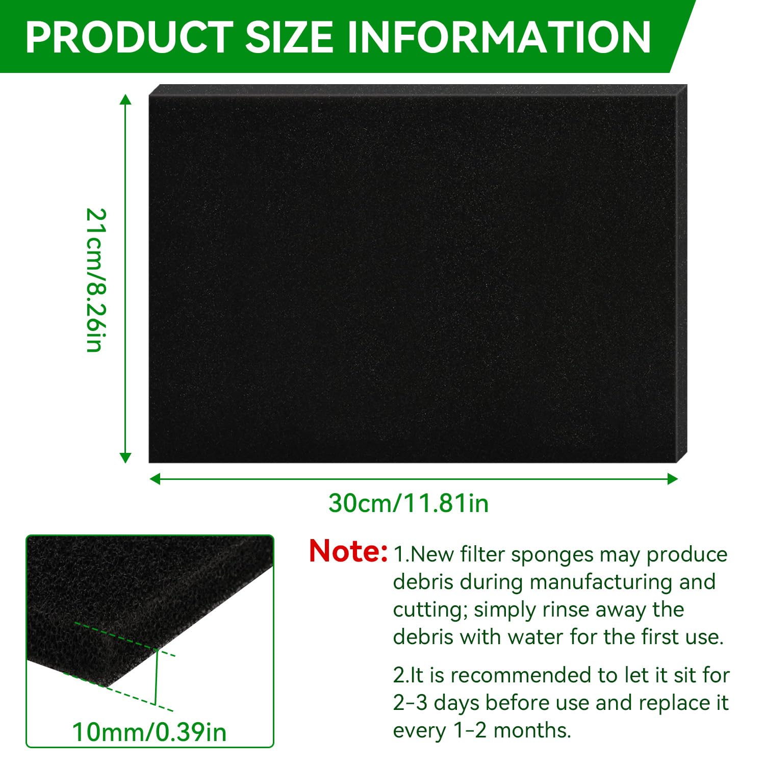Mousse de Filtre à Air Éponge Filtrante 30cm*21cm*10mm Universelle à Découper Mousse Filtrante pour Moto Scooter Débroussailleuse Aspirateur Tondeuse Tronçonneuse Bac à Poisson(30cm*21cm*10mm) - 3