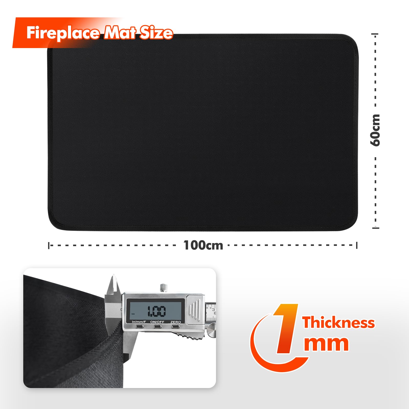 Hearth Rugs for Fireplaces 100x60x0.1cm Fireproof Mat - Image 2