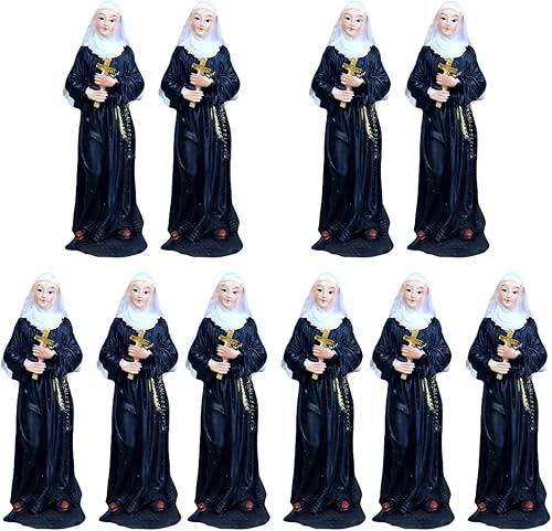 Miniatura 10 de Estatua de monja Virgen Figuras católicas Estatua de oración Mini escultura católica Figuras Virgen Desltop Escultura Escritorio Rosario Resina