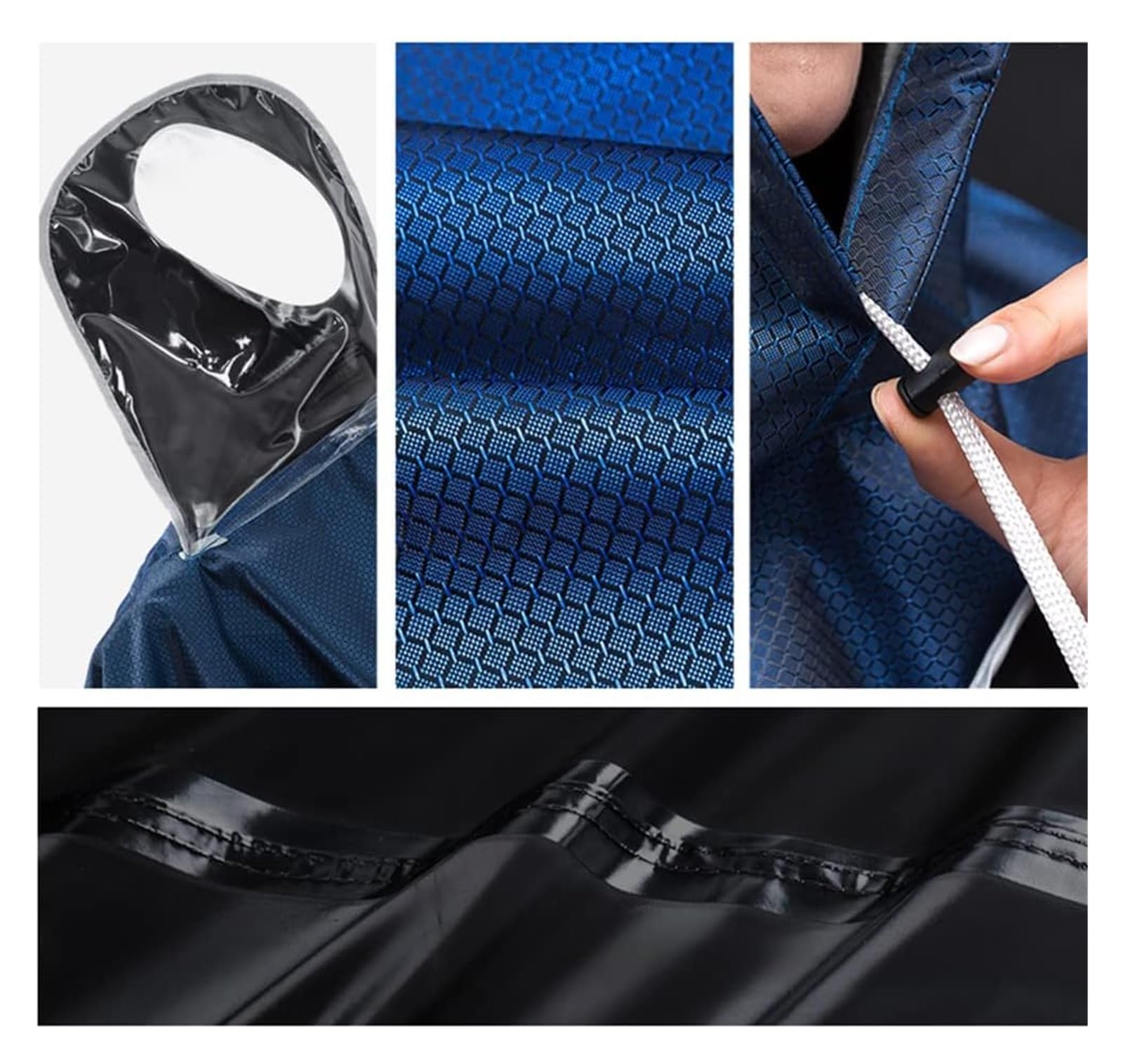 Waterproof Rain Poncho Cycling Poncho, Poncza, motocyklowe wydłużone poncho Motocyklowa odzież przeciwdeszczowa z kieszeniami na lusterka Jazda motocyklem Duża osłona przeciwdeszczowa Peleryna do elek