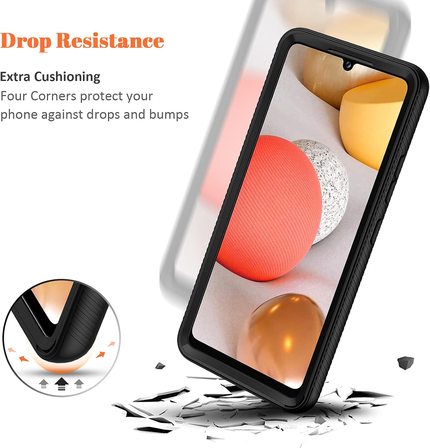 seacosmo Case for Samsung A42 5G, Full Body Shockproof Cover with Built-in Screen Protector, Slim Fit Bumper Protective Case for Samsung Galaxy A42 5G- Black/Clear
