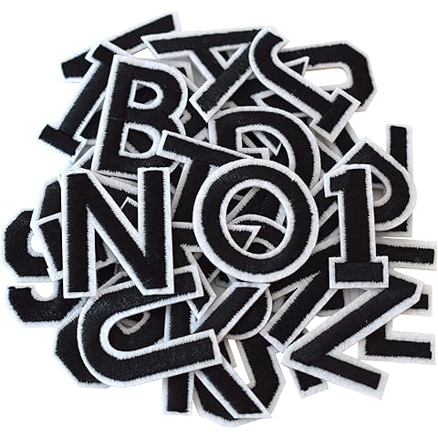 GYGYL 72 Pieces Iron on Letters and Numbers Patches, Black Alphabet Embroidered Patch A-Z, Numbers 0-9 Applique for Clothes, Dress, Hat, Socks, Jeans, DIY Accessories