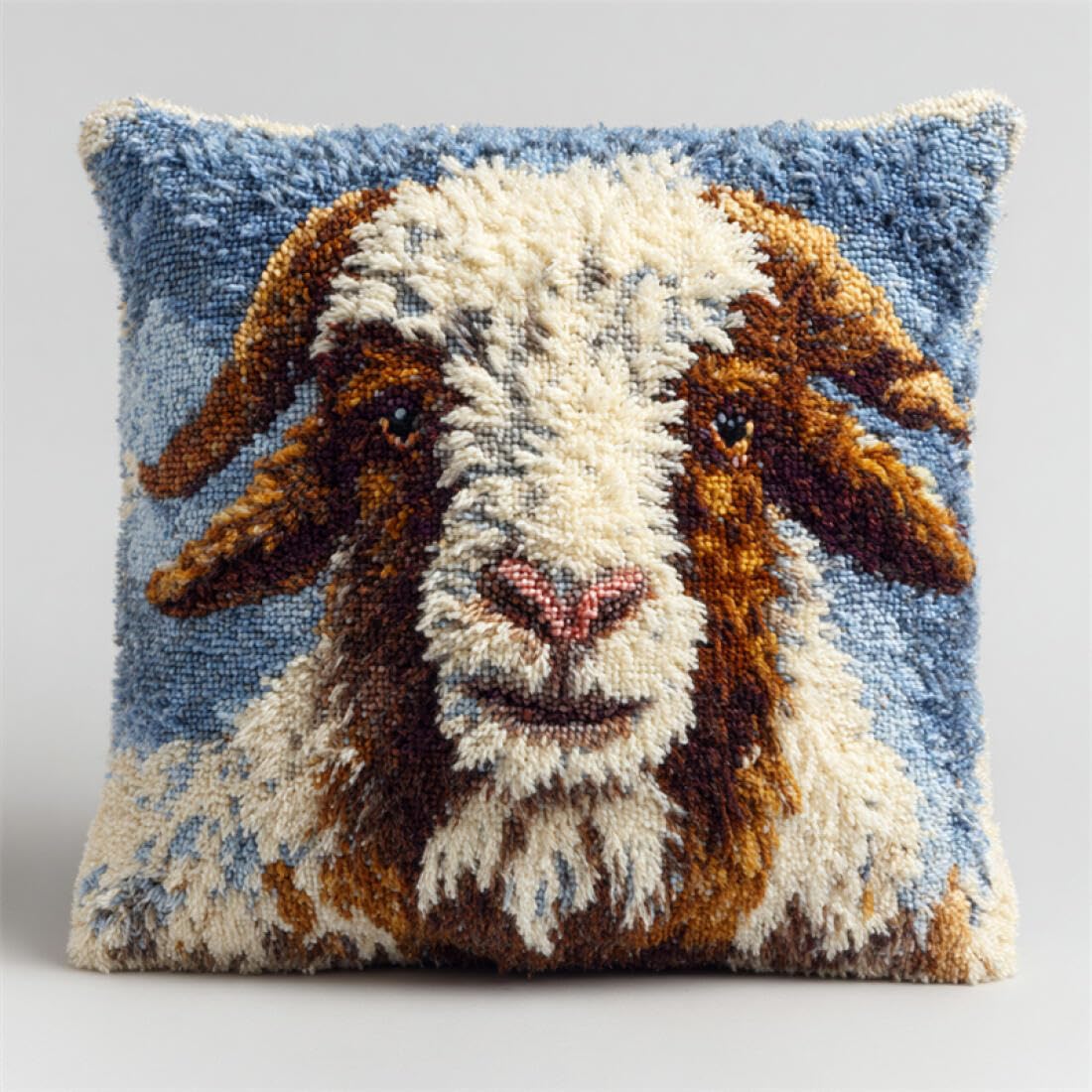 Kitquiver Animal Latch Hook Craft Kits Cartoon Sheep DIY Latch Hook Kits Pattern Printed Throw Pillow Case Cushion Cover for Adults and Beginners 17x17In