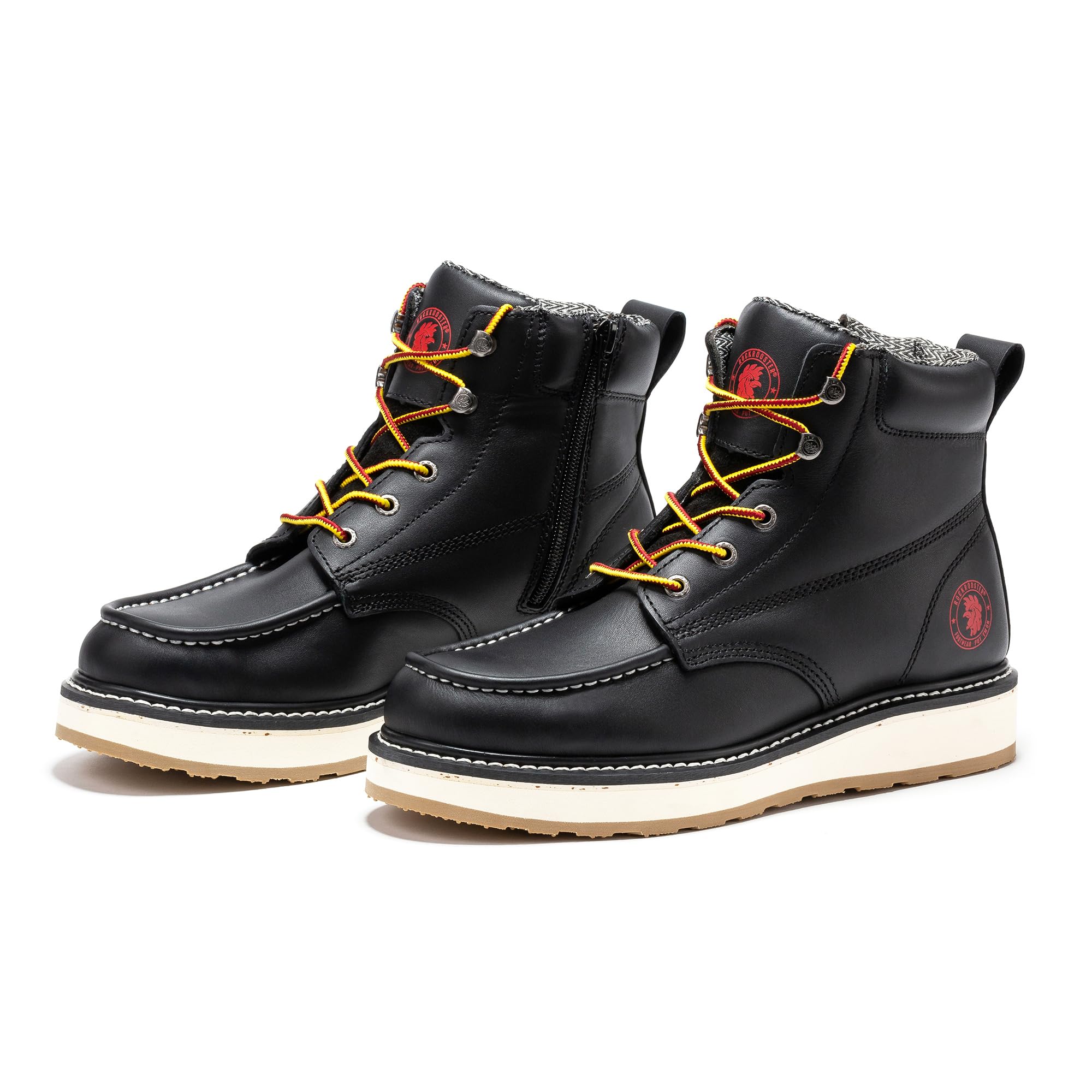 Magnolia 6" Side-Zipper Wedge Boots for Men, Lightweight Soft Moc Toe Motorcycle Boots SA…