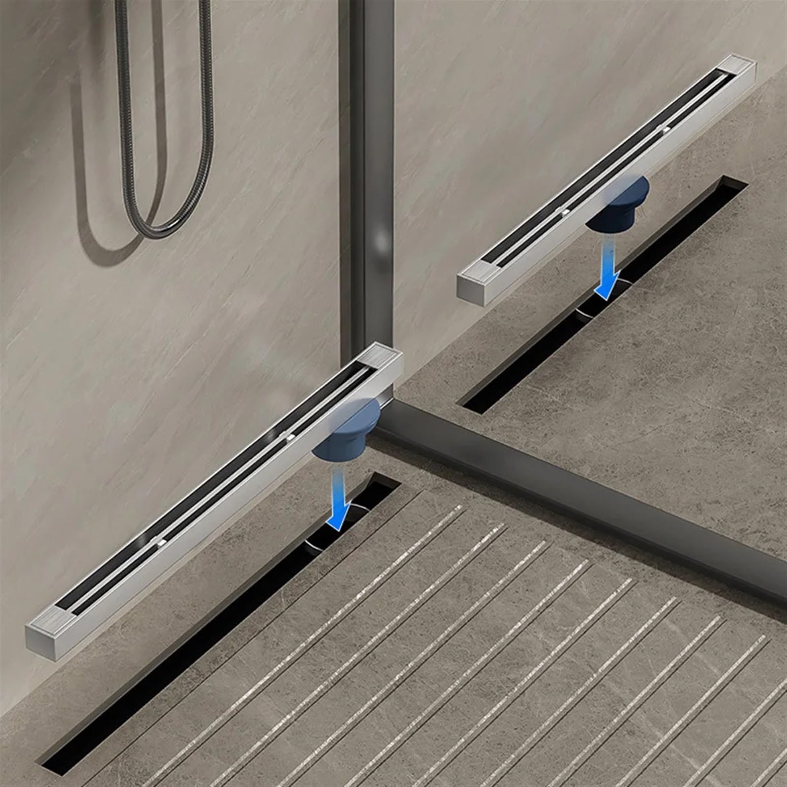 Desagüe de ducha lineal de acero inoxidable 304 cepillado para baño con inodoro estrecho, tira de drenaje larga y gruesa, desagües laterales de 30 cm de largo y 3,2 cm de ancho (cepillado, 5