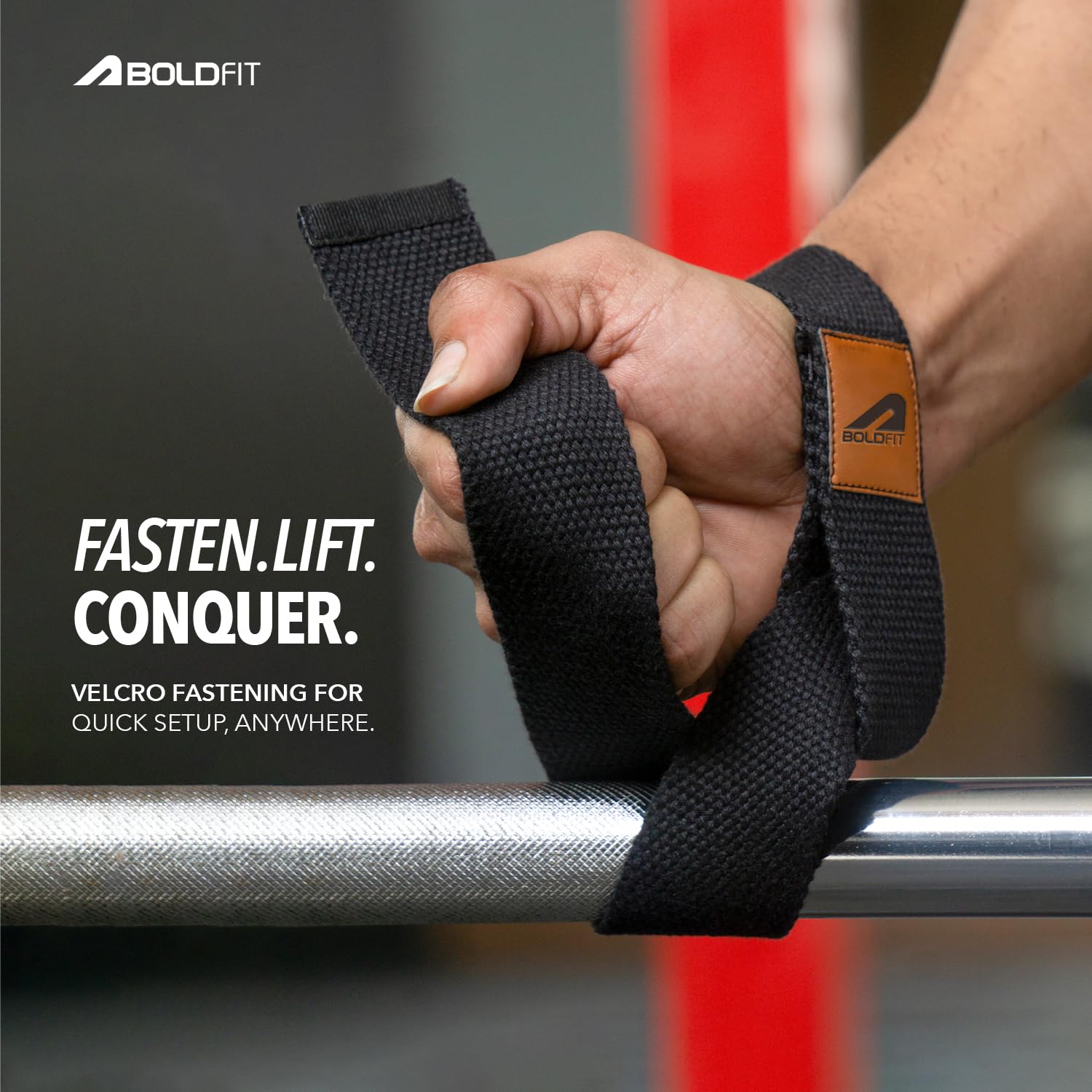 Boldfit Weight Lifting Straps Wrist Supporter for Gym Training, Deadlift Grip Heavy Workout Accessory for Men & Women, Strength Training Weightlifting Strap - 1 Pair - Black Product Image 6