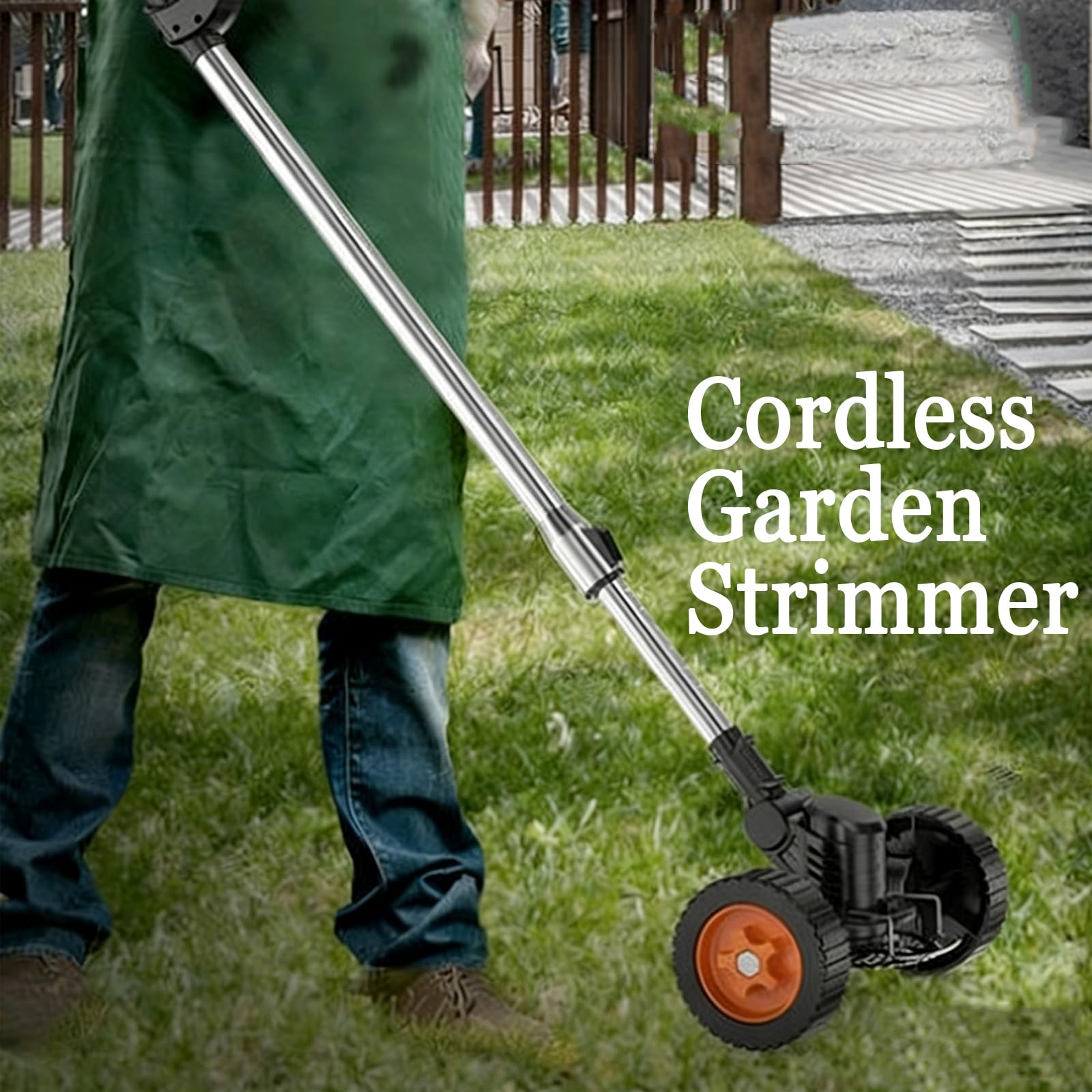Cortabordes Inalámbrico, Cortacésped Eléctrico Ligero De 500 W con Longitud Telescópica De 98 A 133 cm, Doble Interruptor De Seguridad, Cortacésped para Jardines, Parques Y Césped No-Wheels