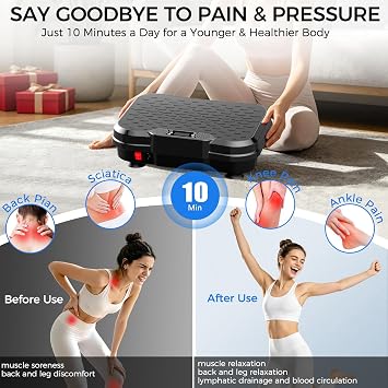 Vibration Plate Exercise Machine for Lymphatic Drainage & Weight Loss Shake Plate Full Body Vibration Platform Machine Workout Equipment Home Gym Fitness Equipment for Men and Women