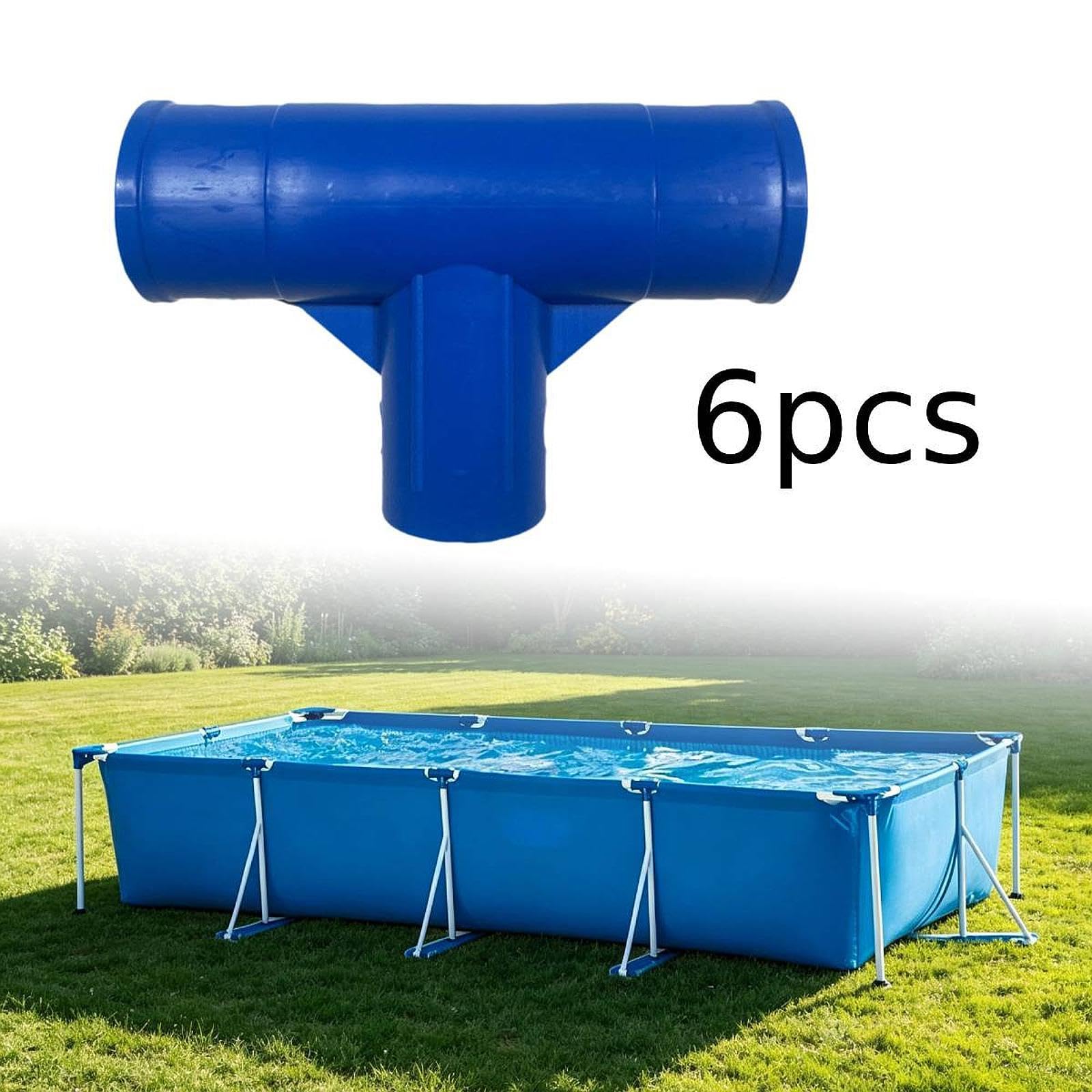 6 Piezas de Conectores para Marcos de Piscinas, Adaptadores de Juntas en T, Componentes de Fácil Montaje, Piezas de Repuesto Adecuadas para El Montaje, Azul